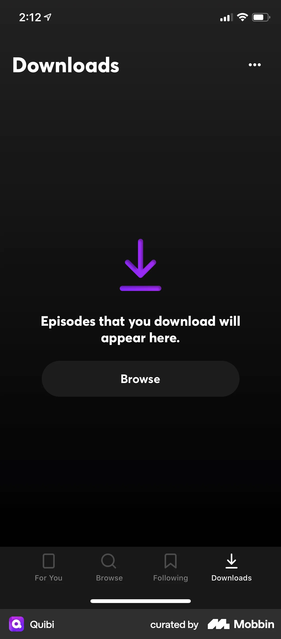 Quibi iOS Downloads & Available Offline screen