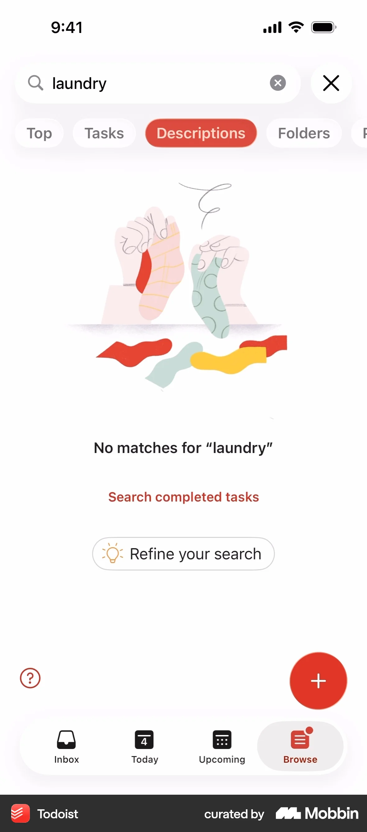 Todoist iOS Empty State screen