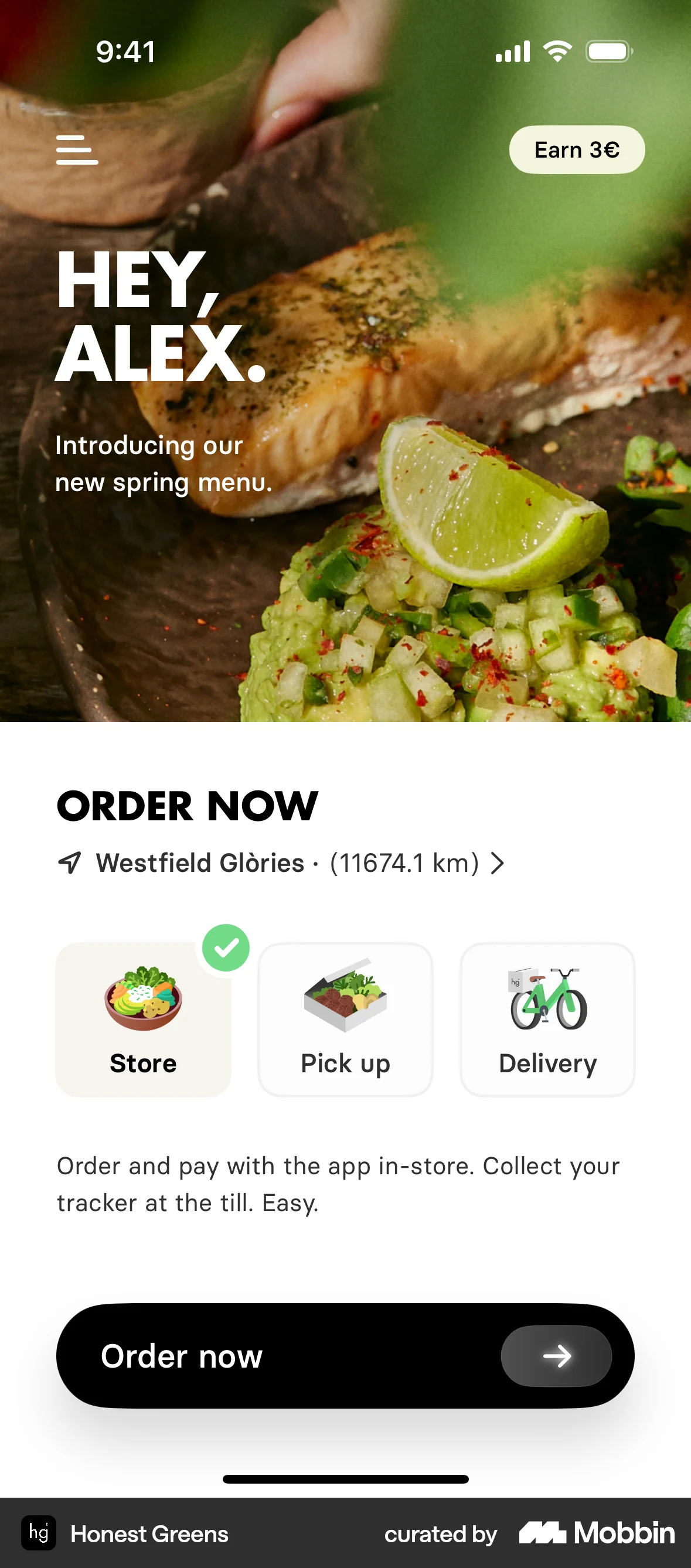 Honest Greens iOS screen containing Tile UI element