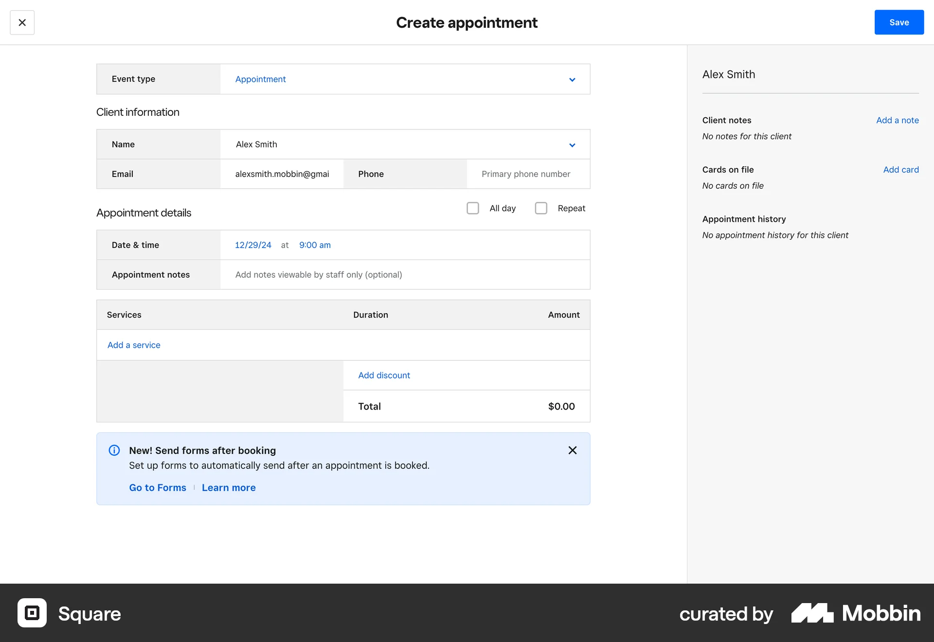 Square Web Web Form UI screen