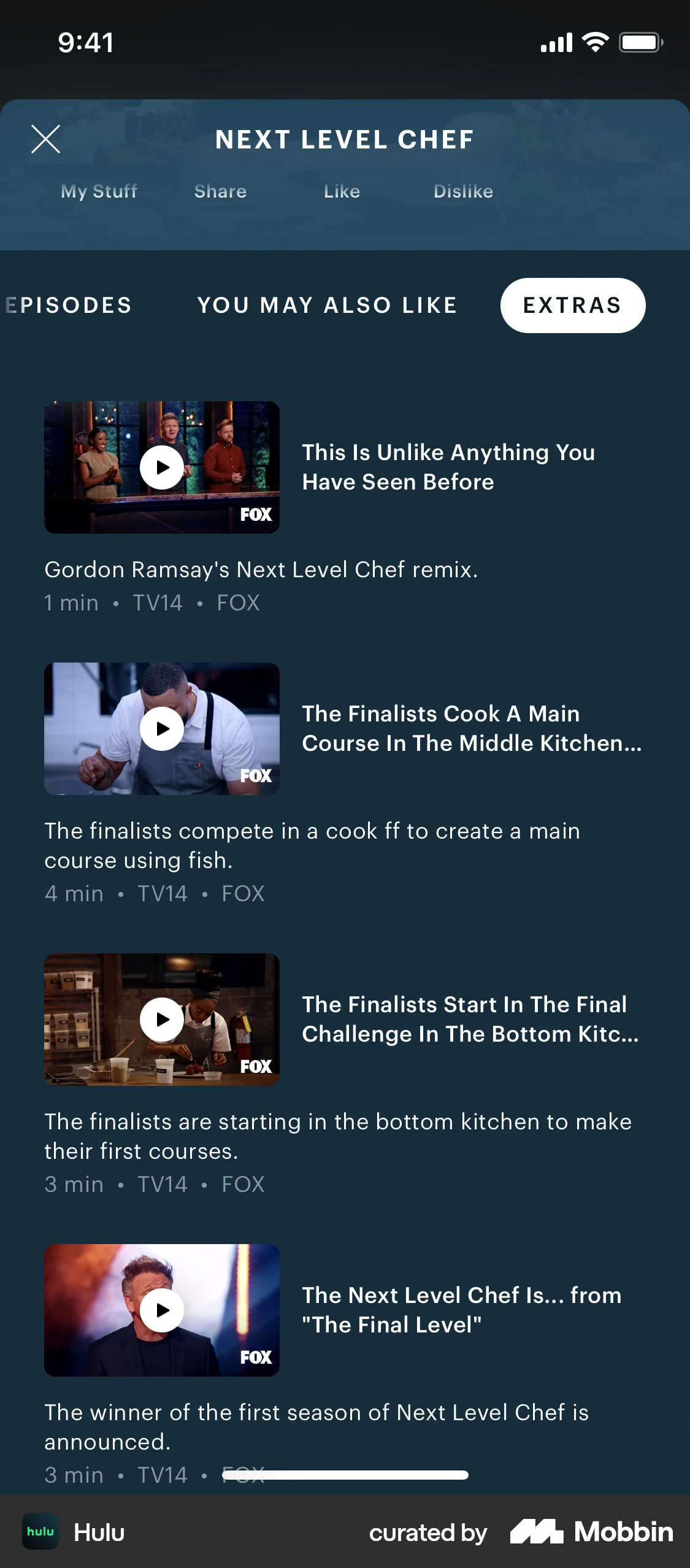 Hulu iOS TV Show & Movie Detail screen