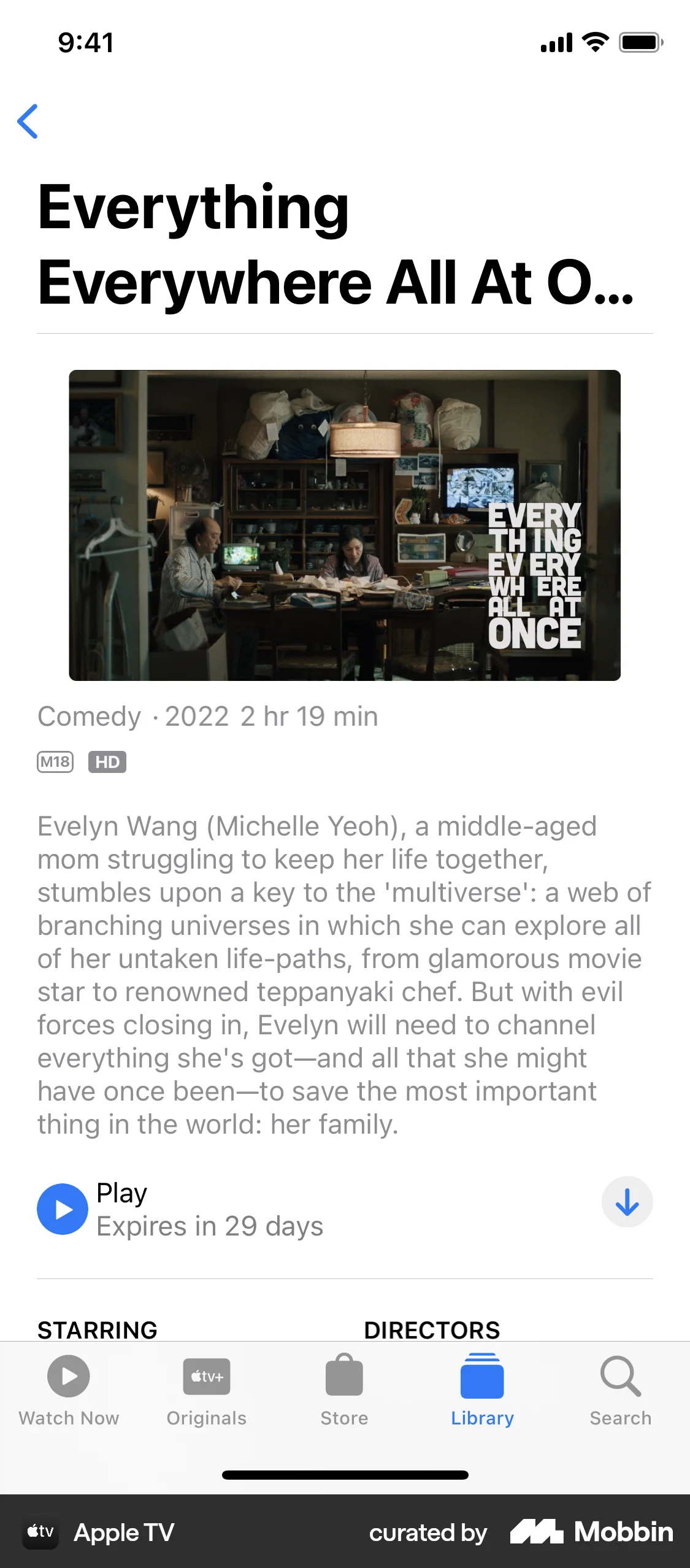 Apple TV iOS TV Show & Movie Detail screen