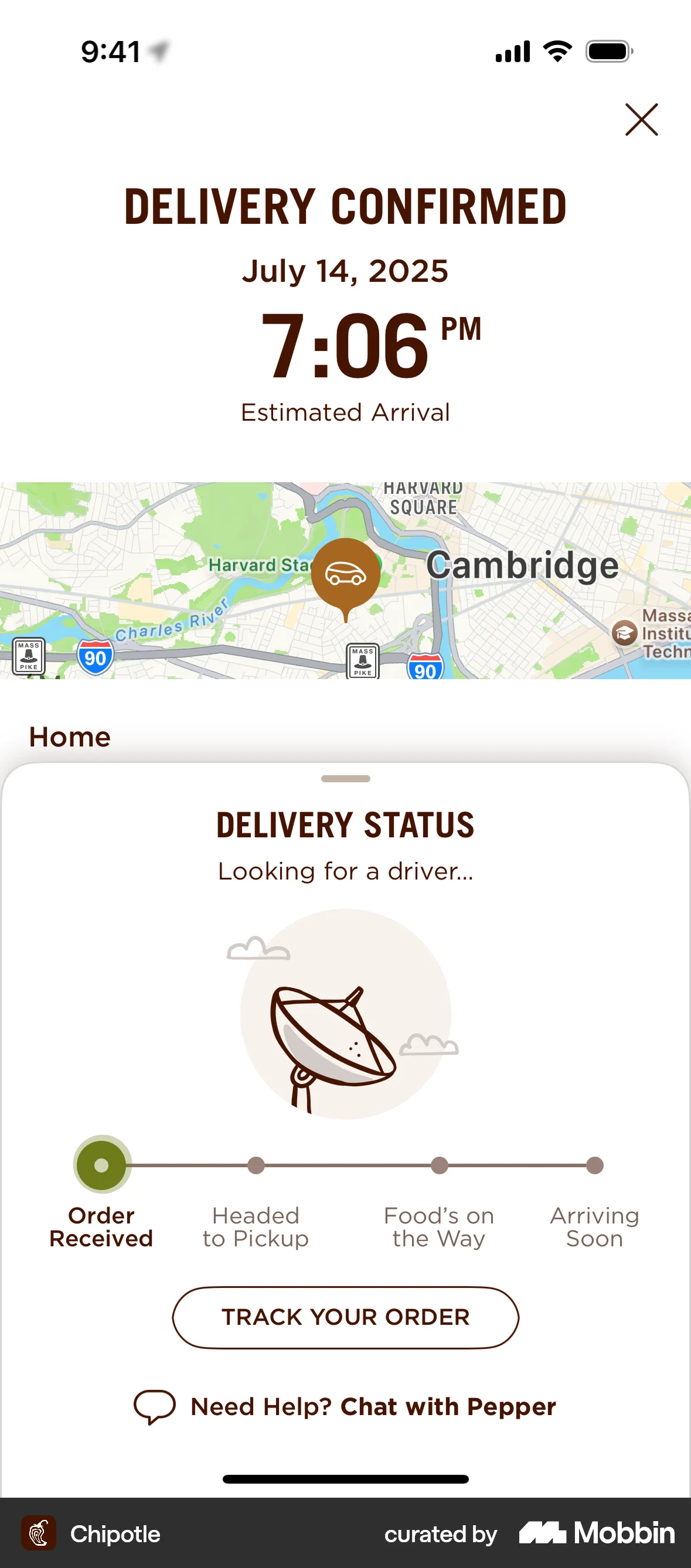 Chipotle iOS Date & Time screen