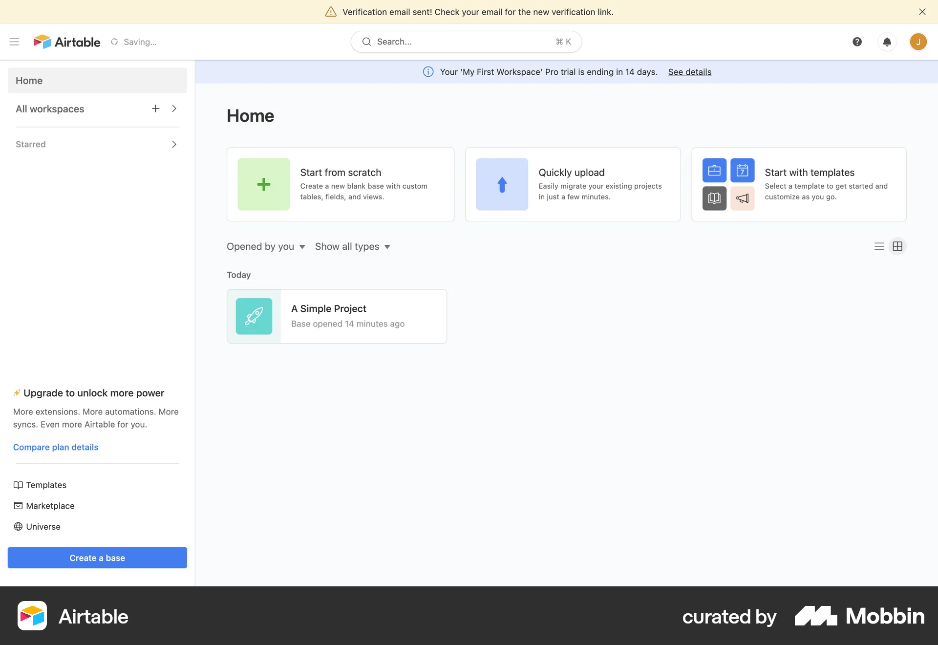 Airtable Web Verification screen