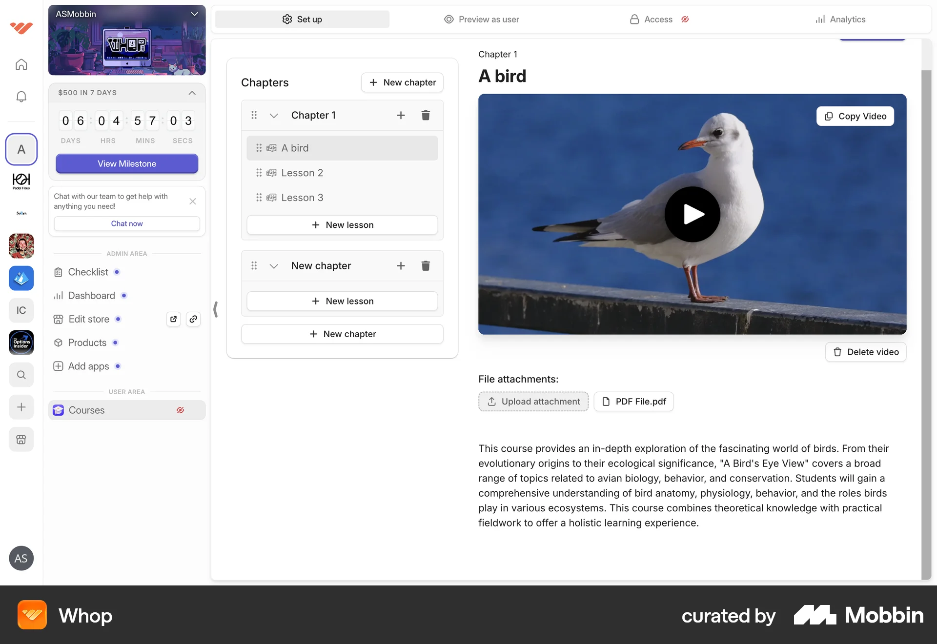 Whop Web Multi-Column Layout screen