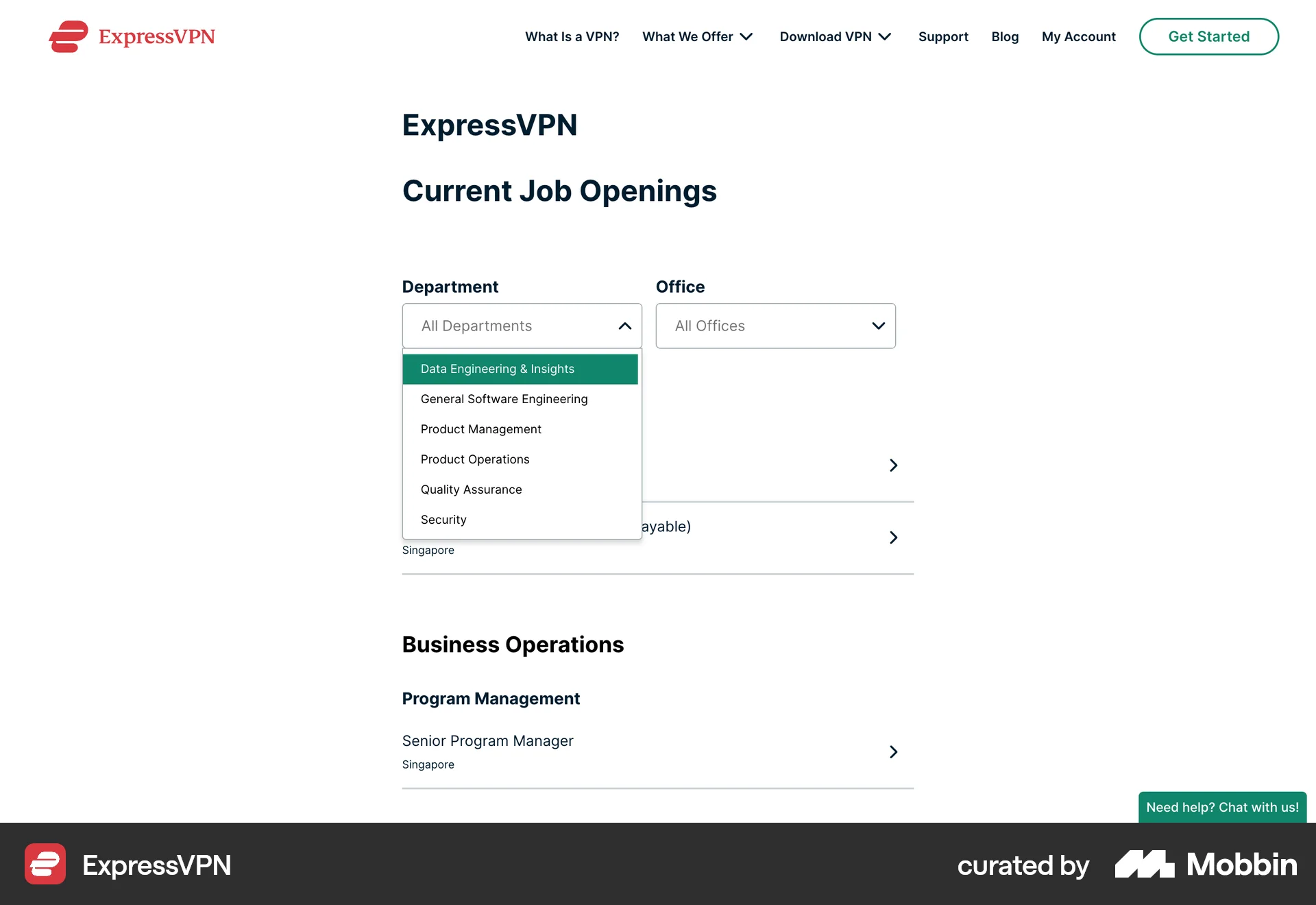 ExpressVPN Web screen containing Select UI element