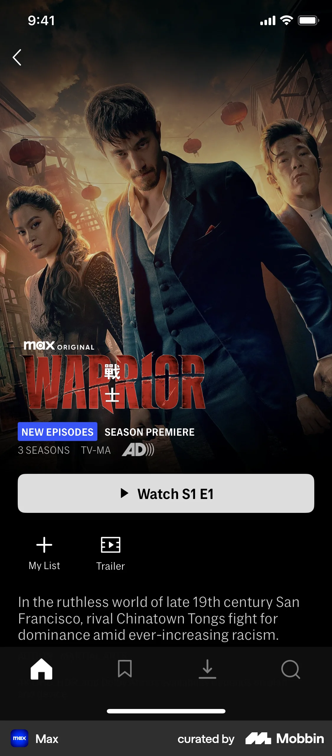 HBO Max iOS TV Show & Movie Detail screen