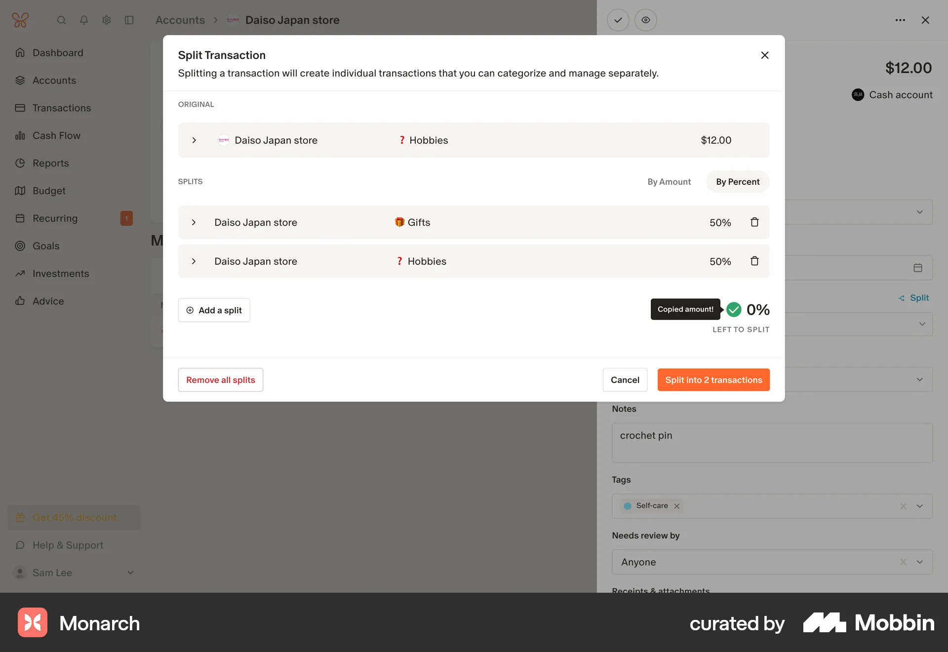 Monarch Web Acknowledgement & Success screen