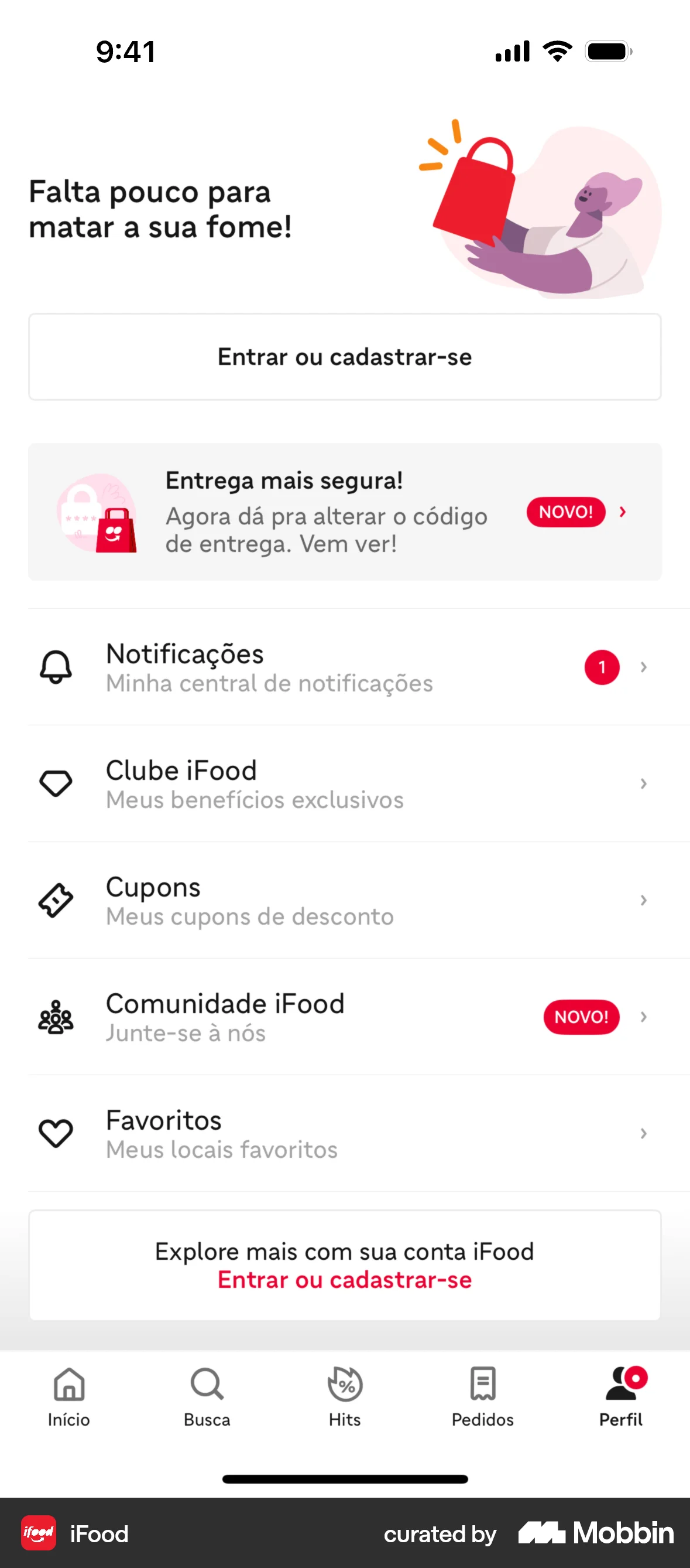 iFood iOS Welcome & Get Started screen