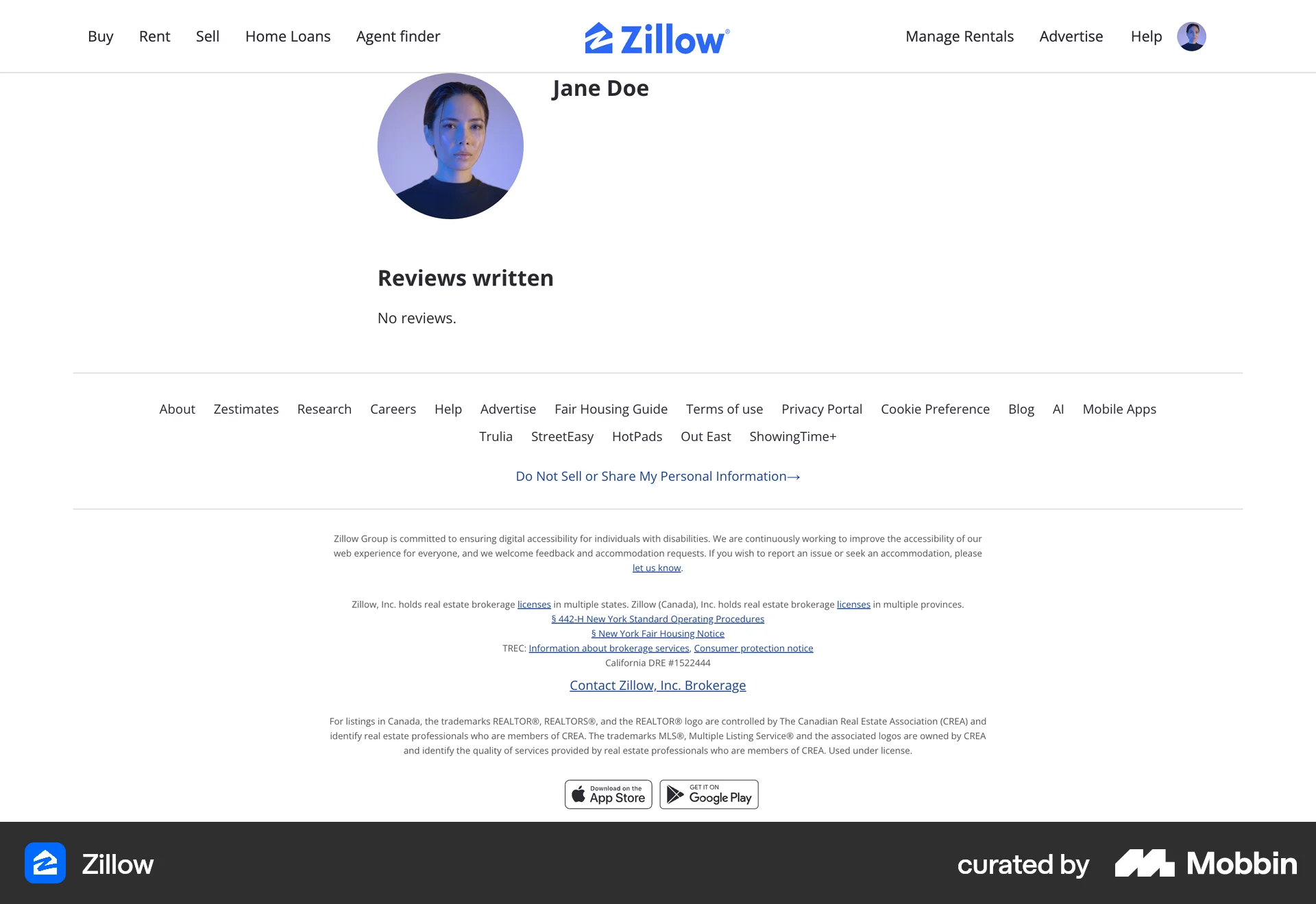 Zillow Web Real Estate App screen