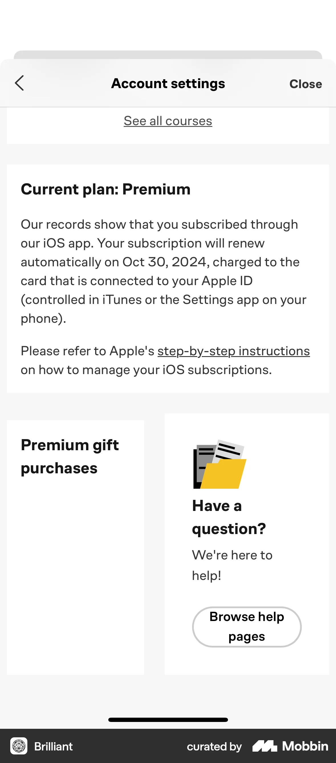 Brilliant iOS Billing screen