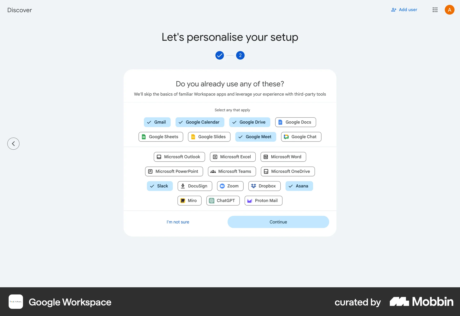 Google Workspace Web Account Setup screen