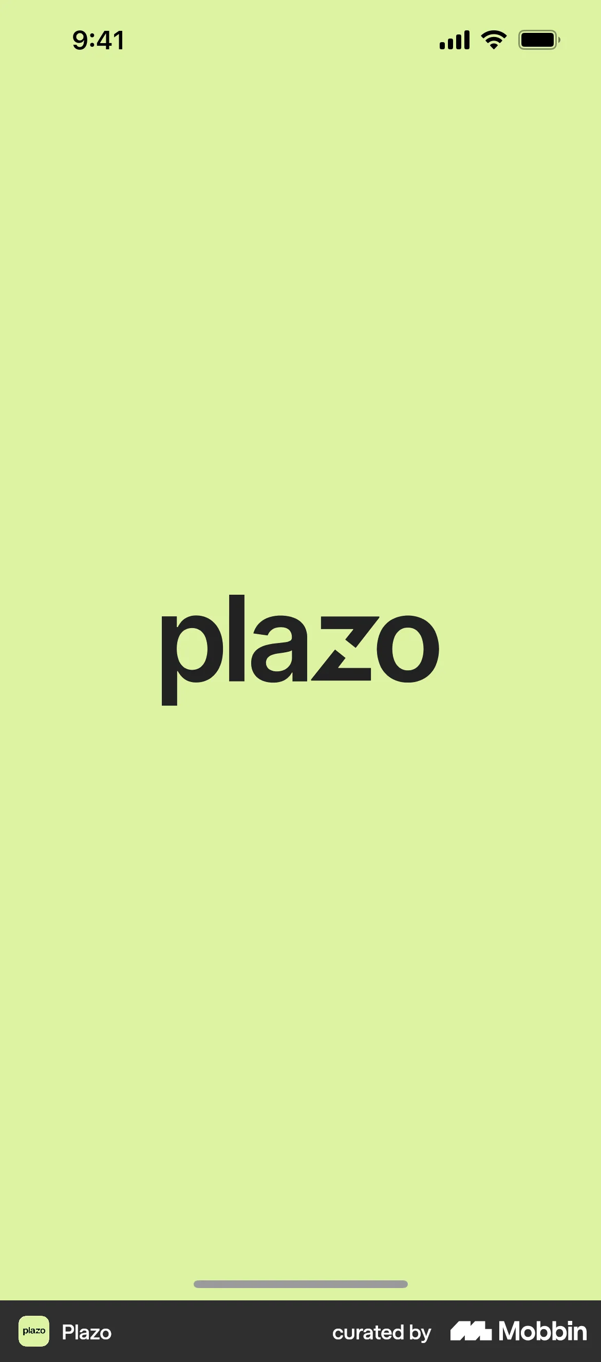 Plazo Onboarding screen