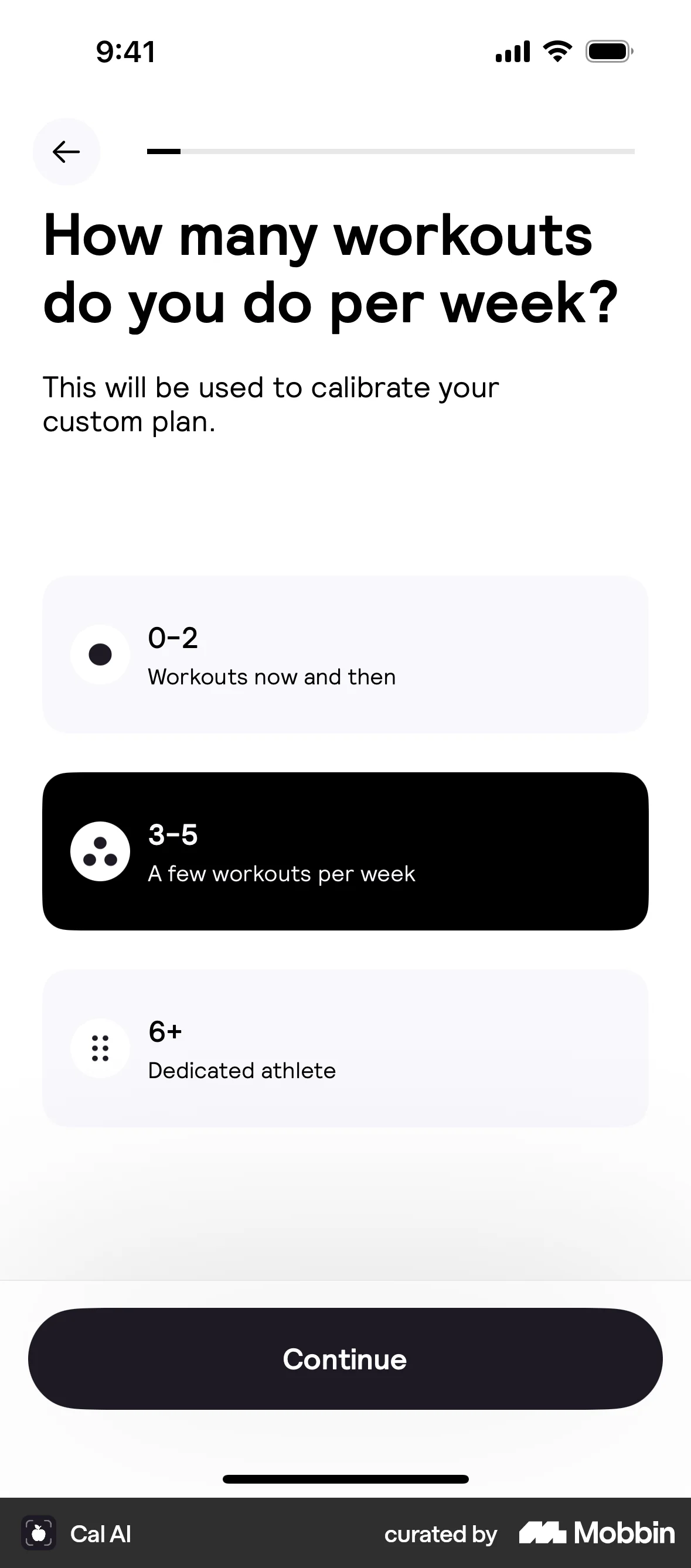 Cal AI iOS screen containing Progress Indicator UI element
