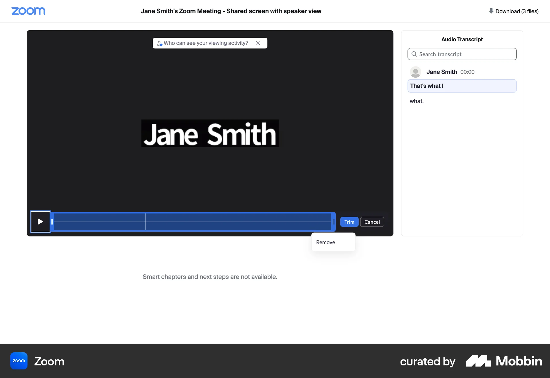Zoom Web Media Editor screen