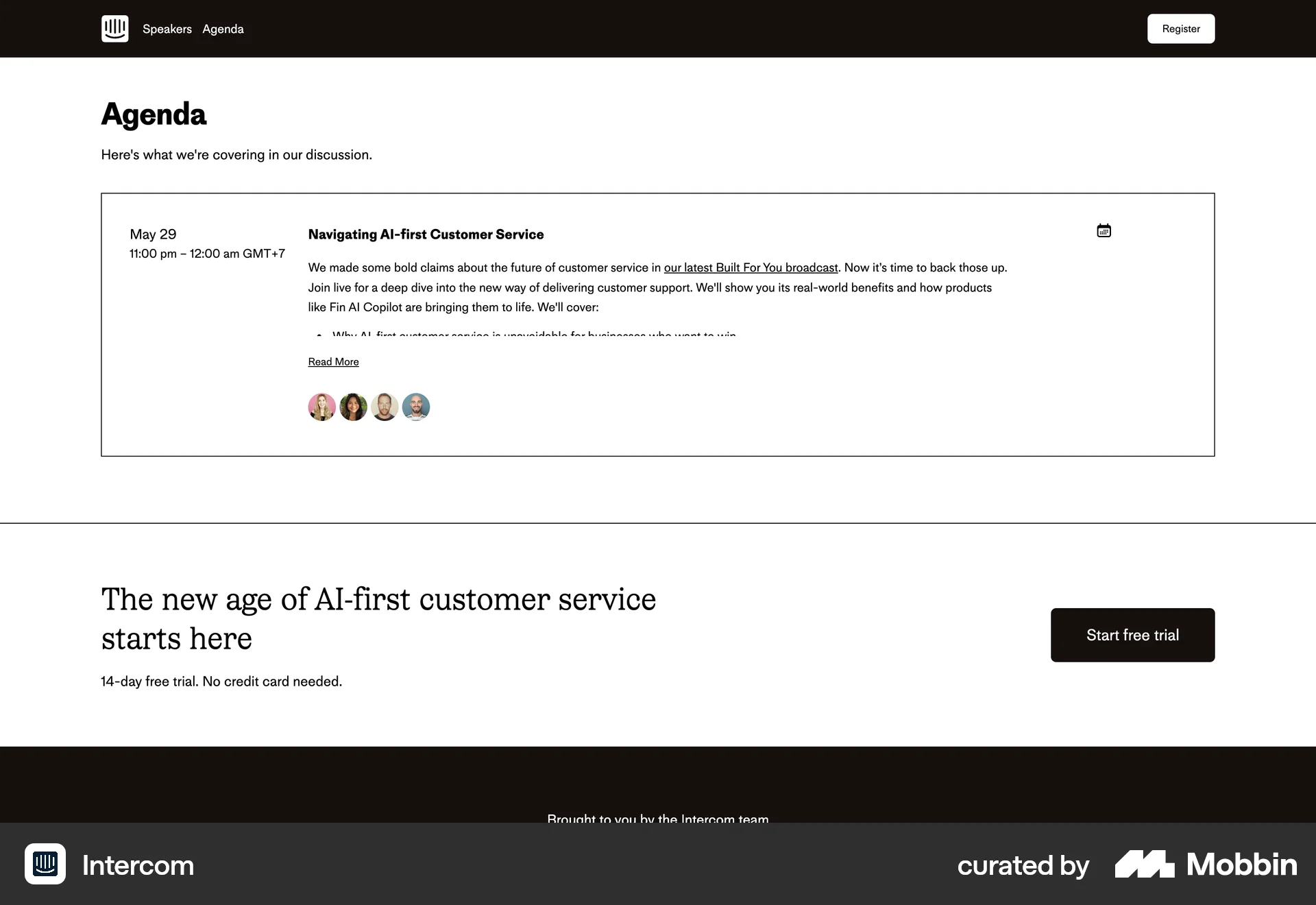 Intercom Web Event Detail screen
