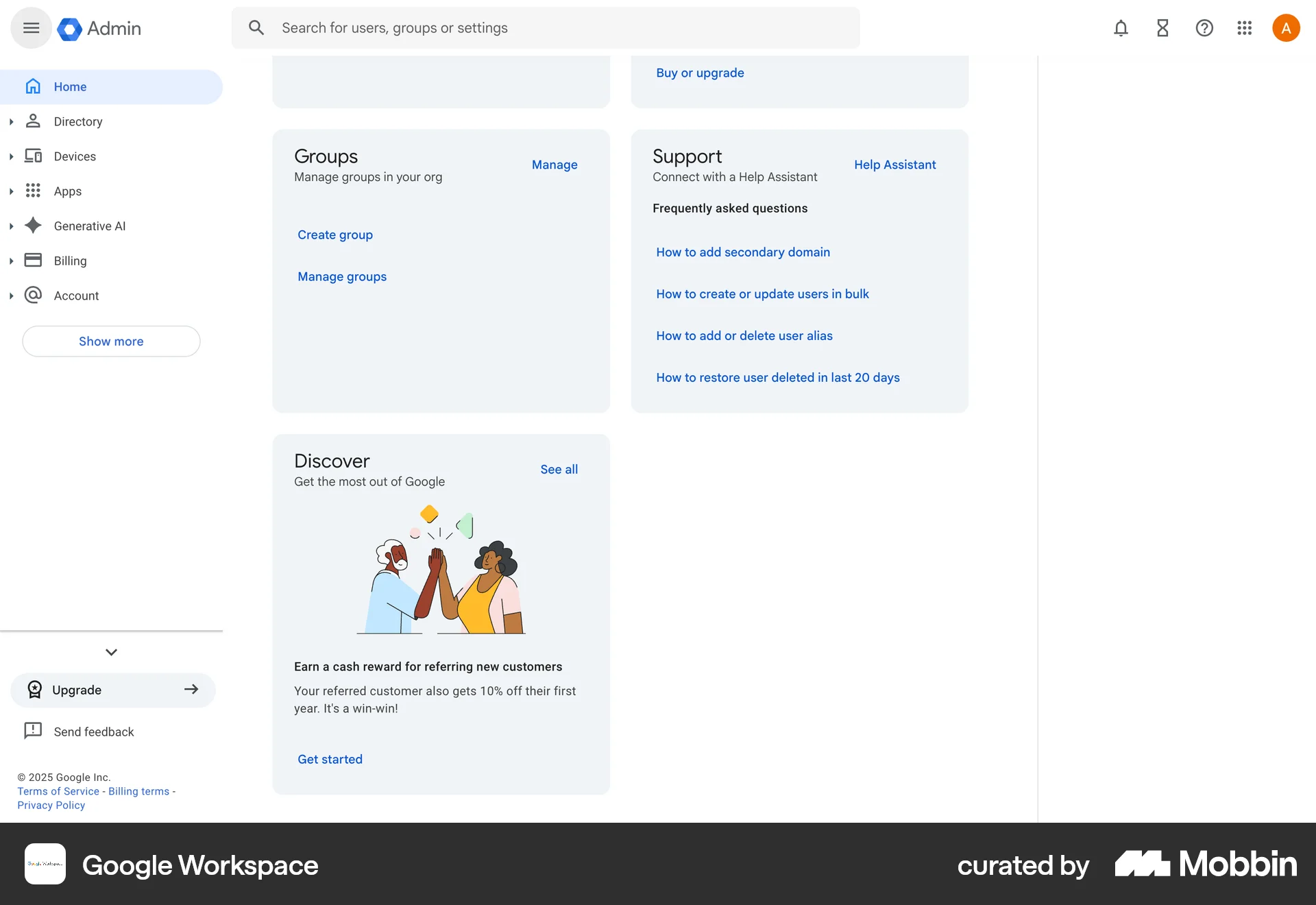 Google Workspace Web Admin UI screen