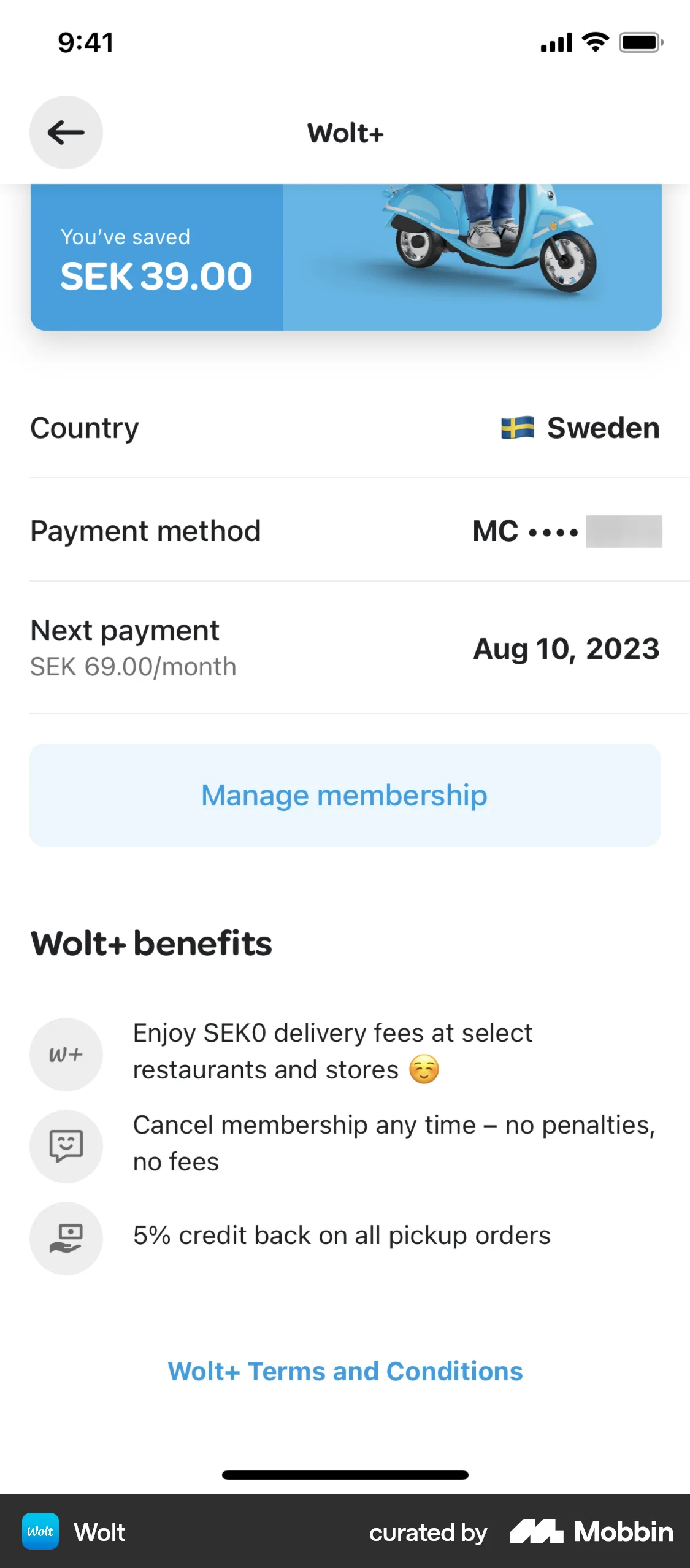 Wolt Delivery iOS Billing screen