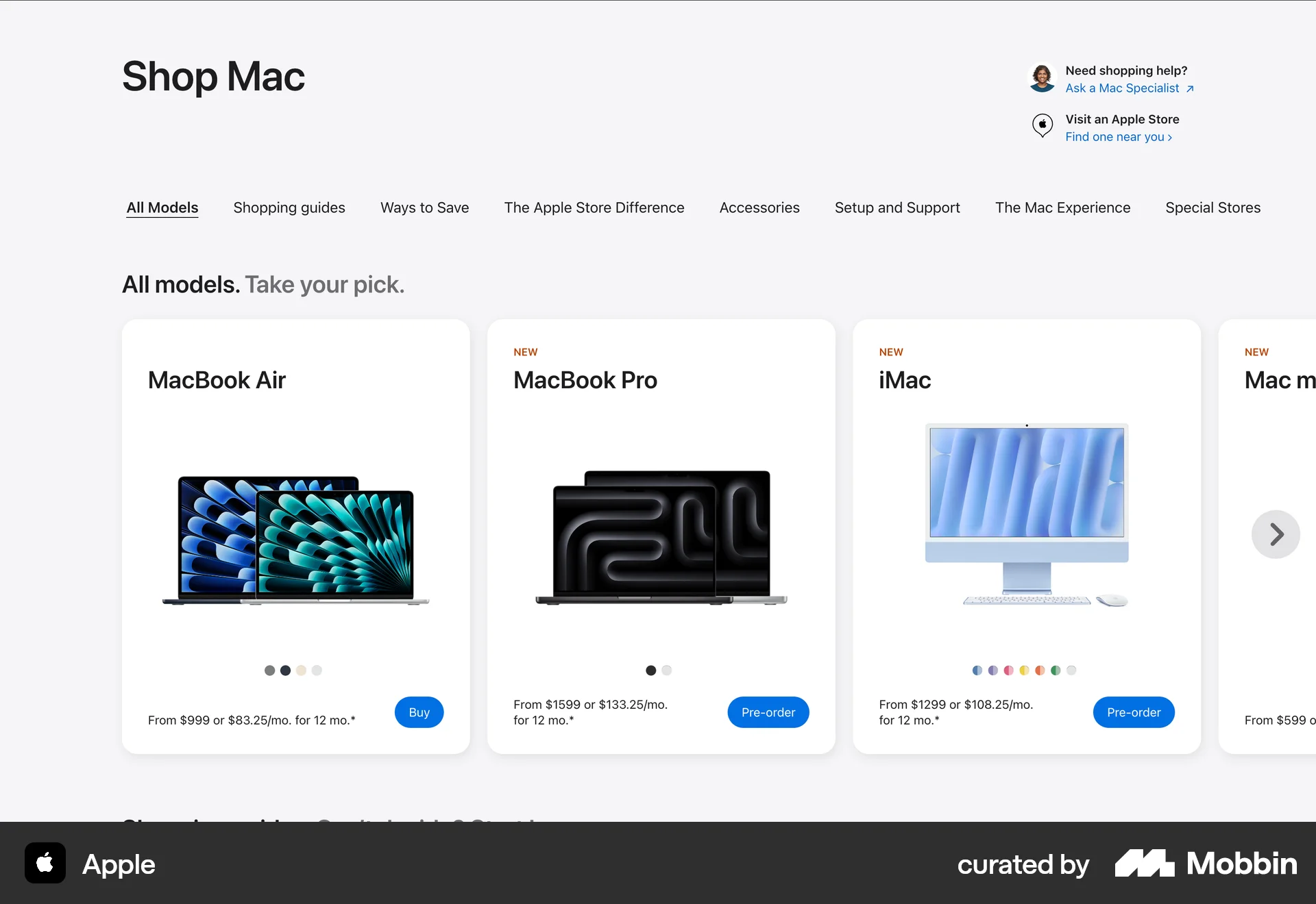 Apple Web Shop & Storefront screen