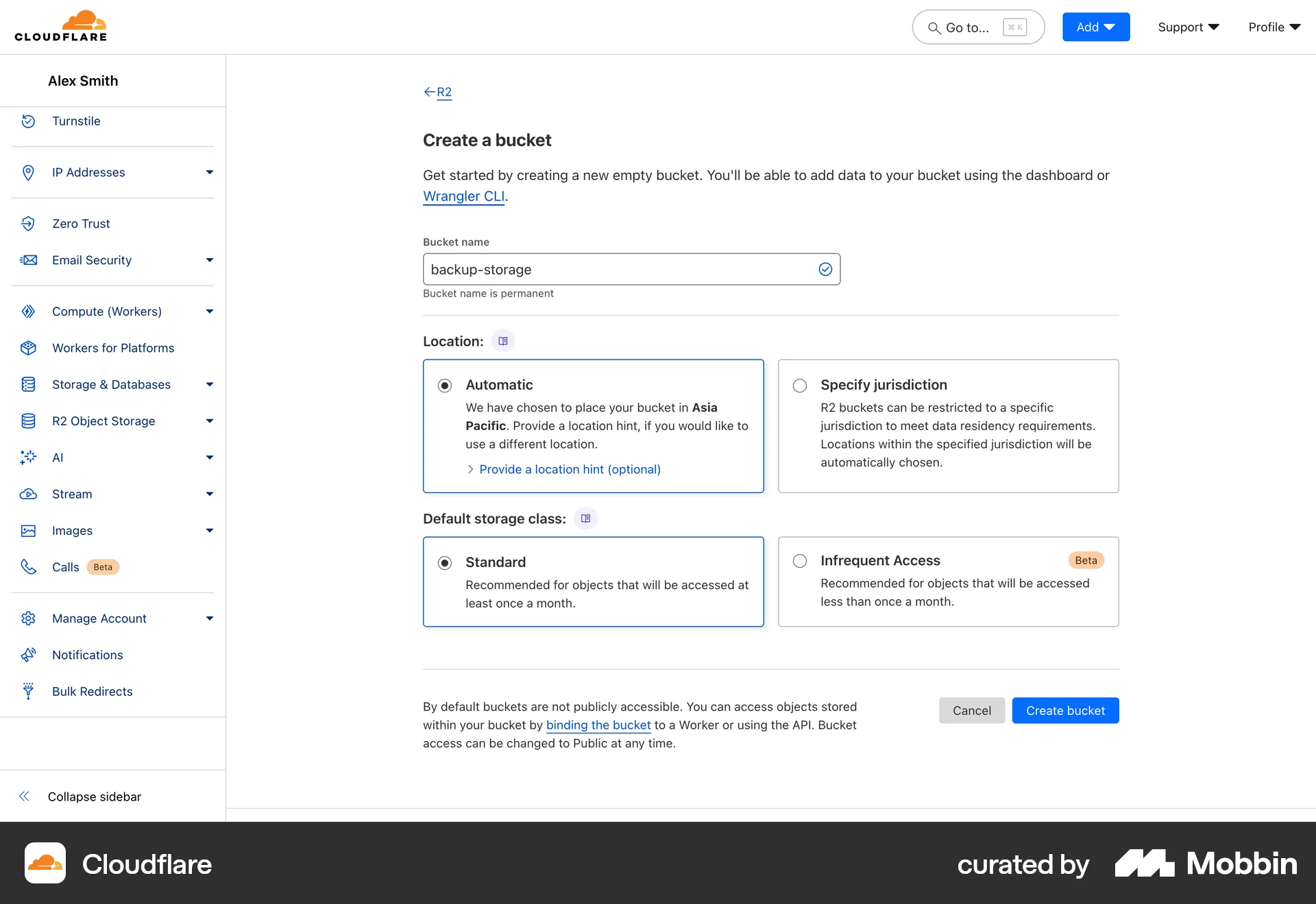 Cloudflare Web screen containing Radio Button UI element