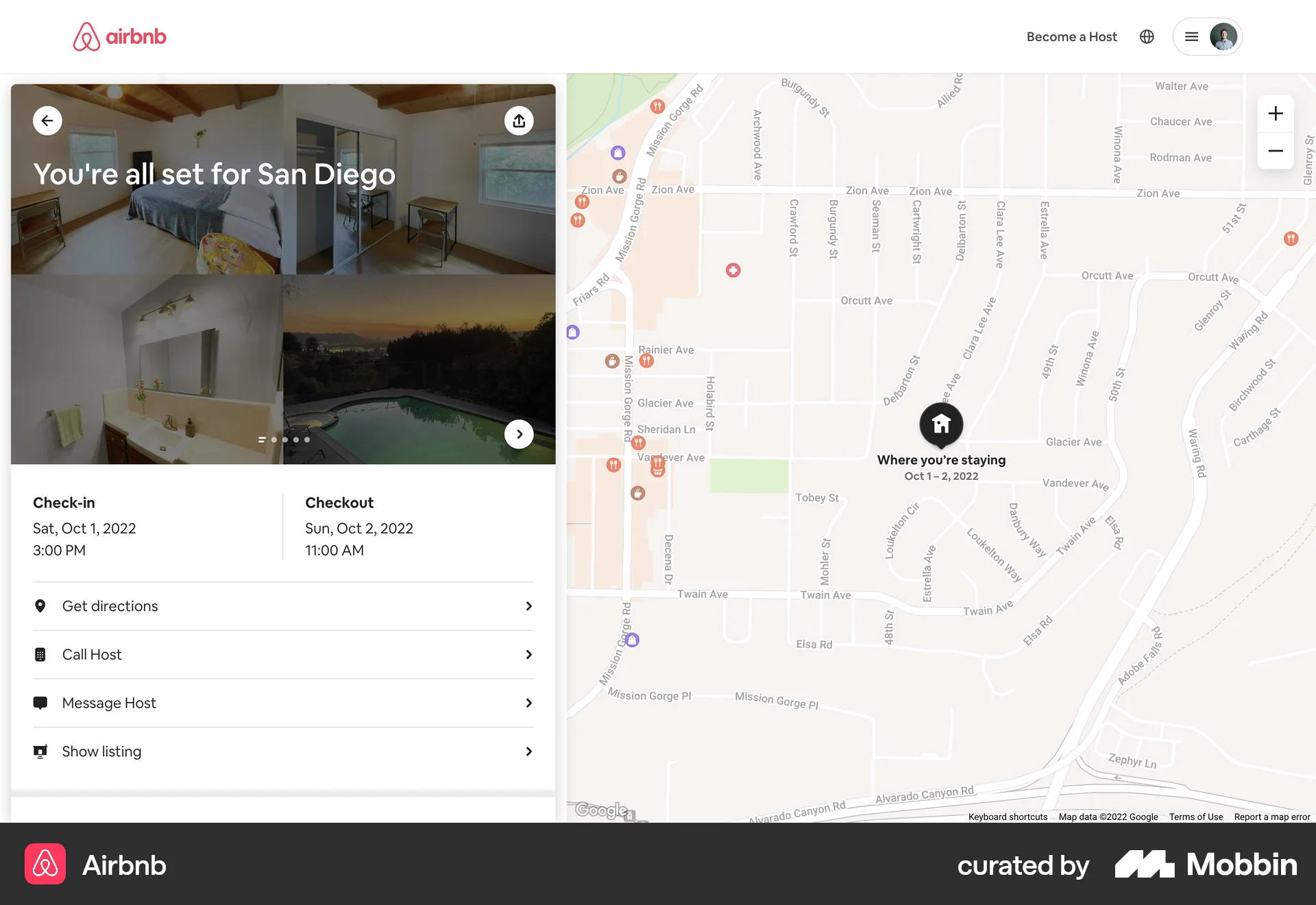 Airbnb Web Order Detail screen