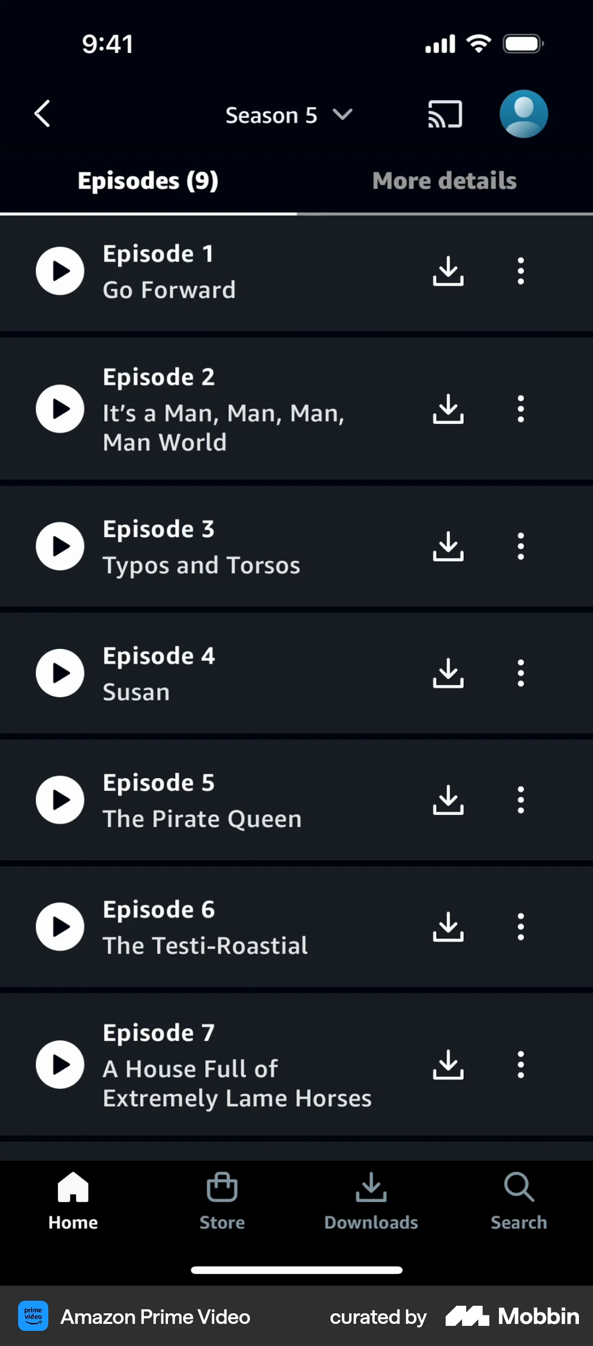 Prime Video iOS TV Show & Movie Detail screen