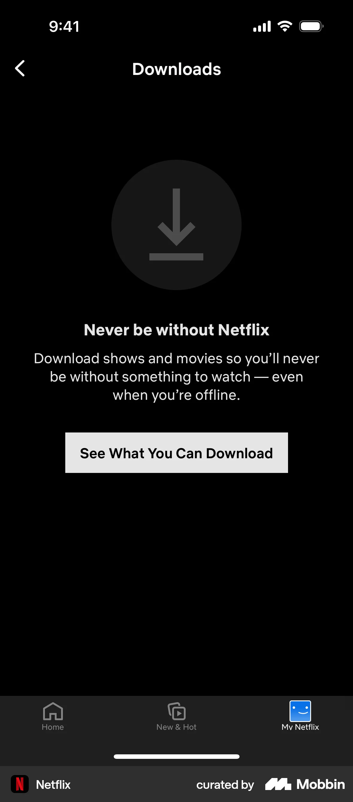 Netflix iOS Downloads & Available Offline screen