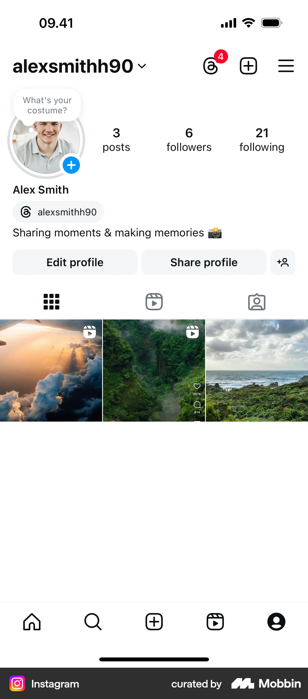 Instagram Switching accounts screen