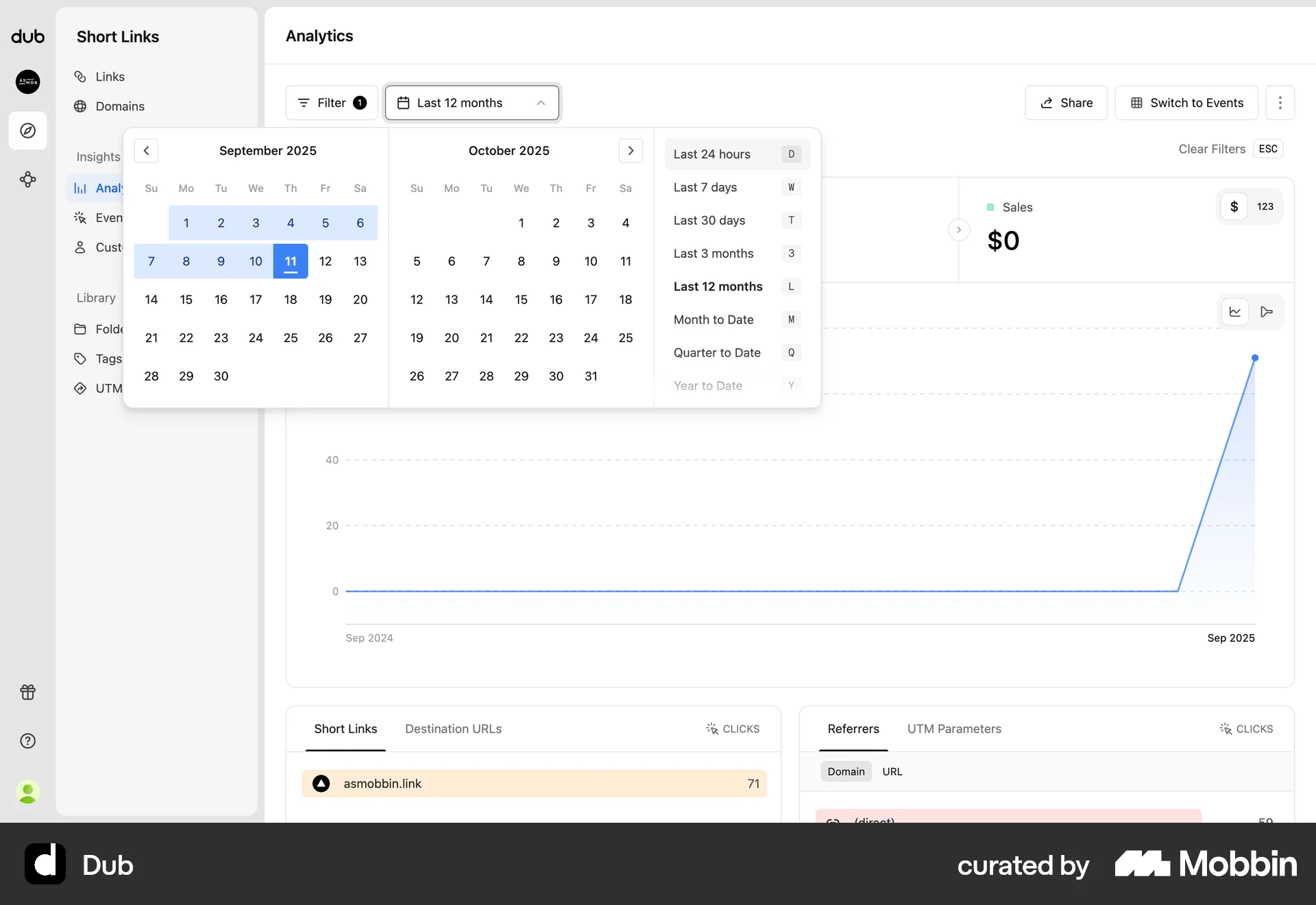 Dub Web Calendar screen
