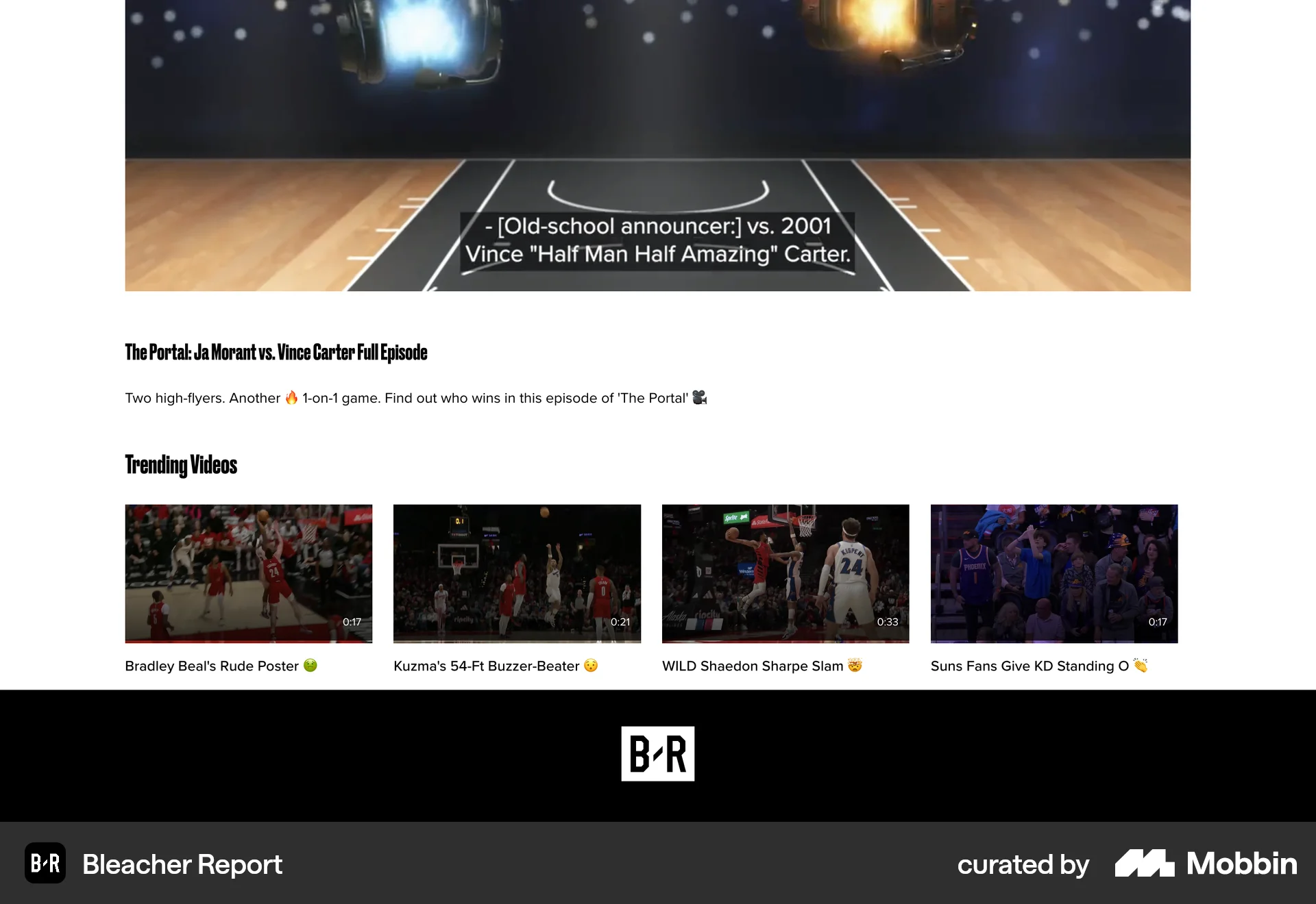 Bleacher Report Web Sports App screen