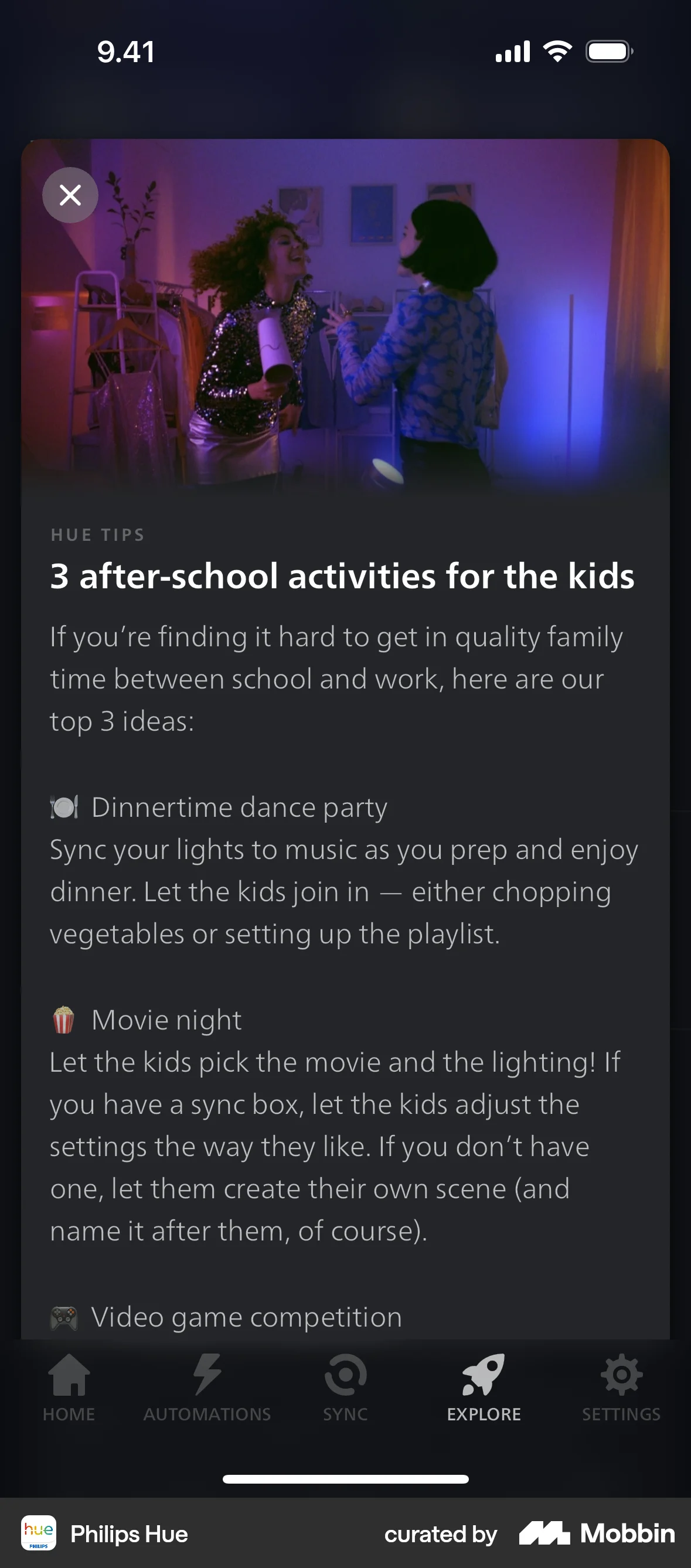 Philips Hue iOS Article Detail screen