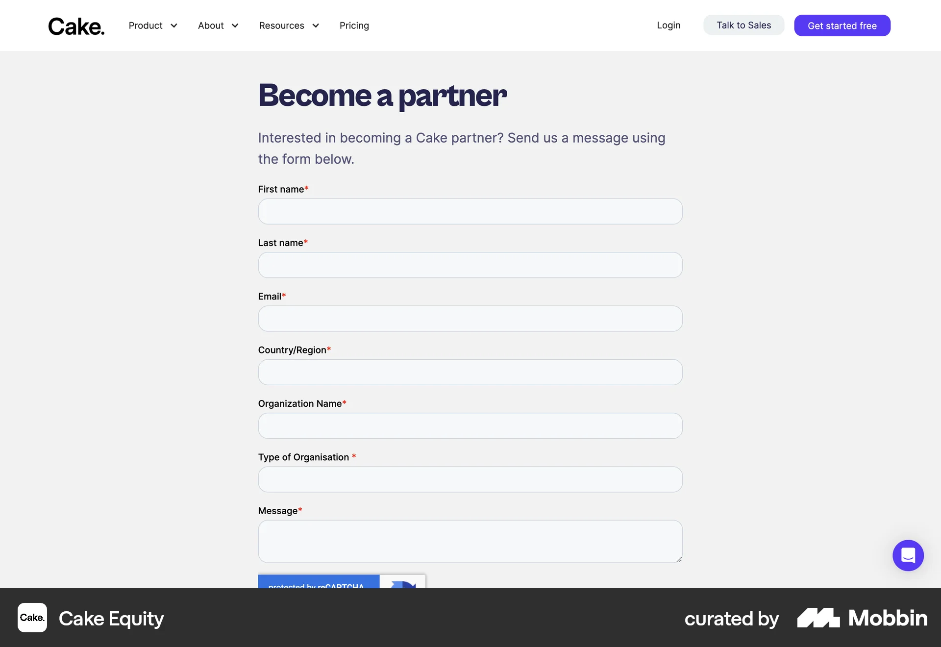 Cake Equity Web Web Form UI screen