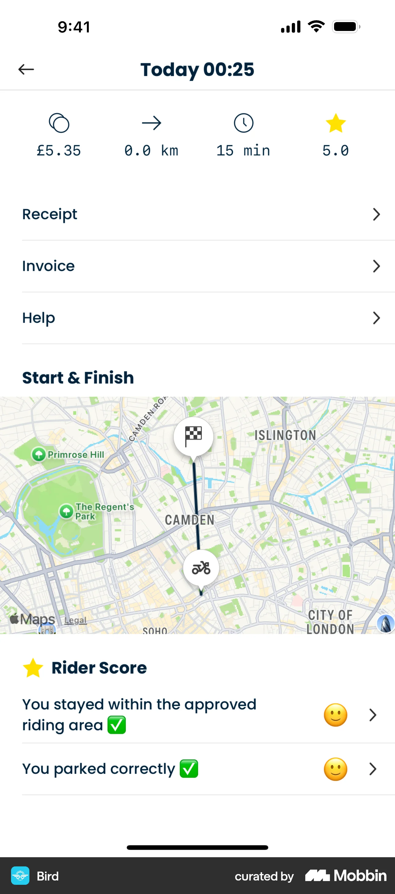 Bird iOS Map screen