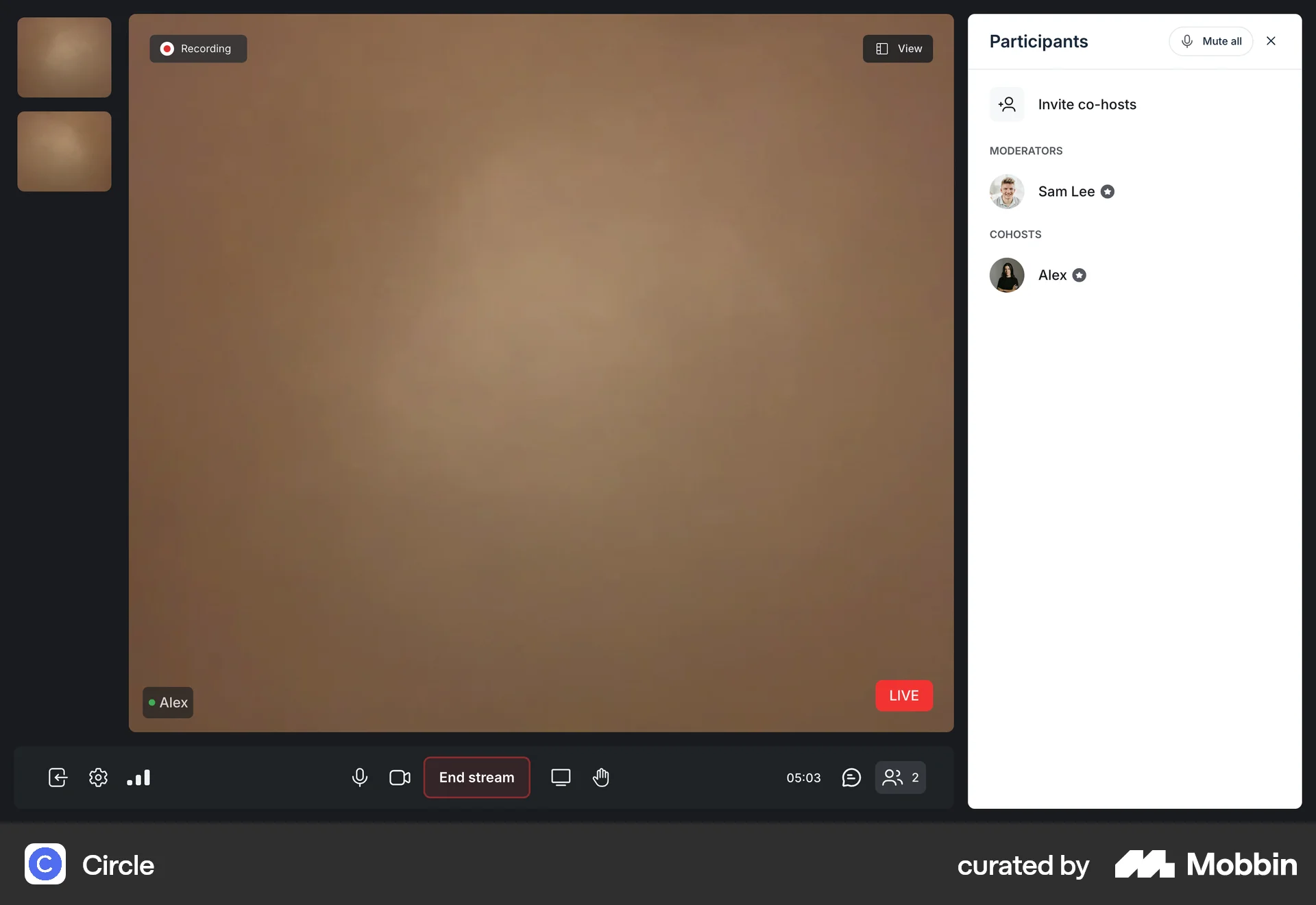 Circle Web Call screen