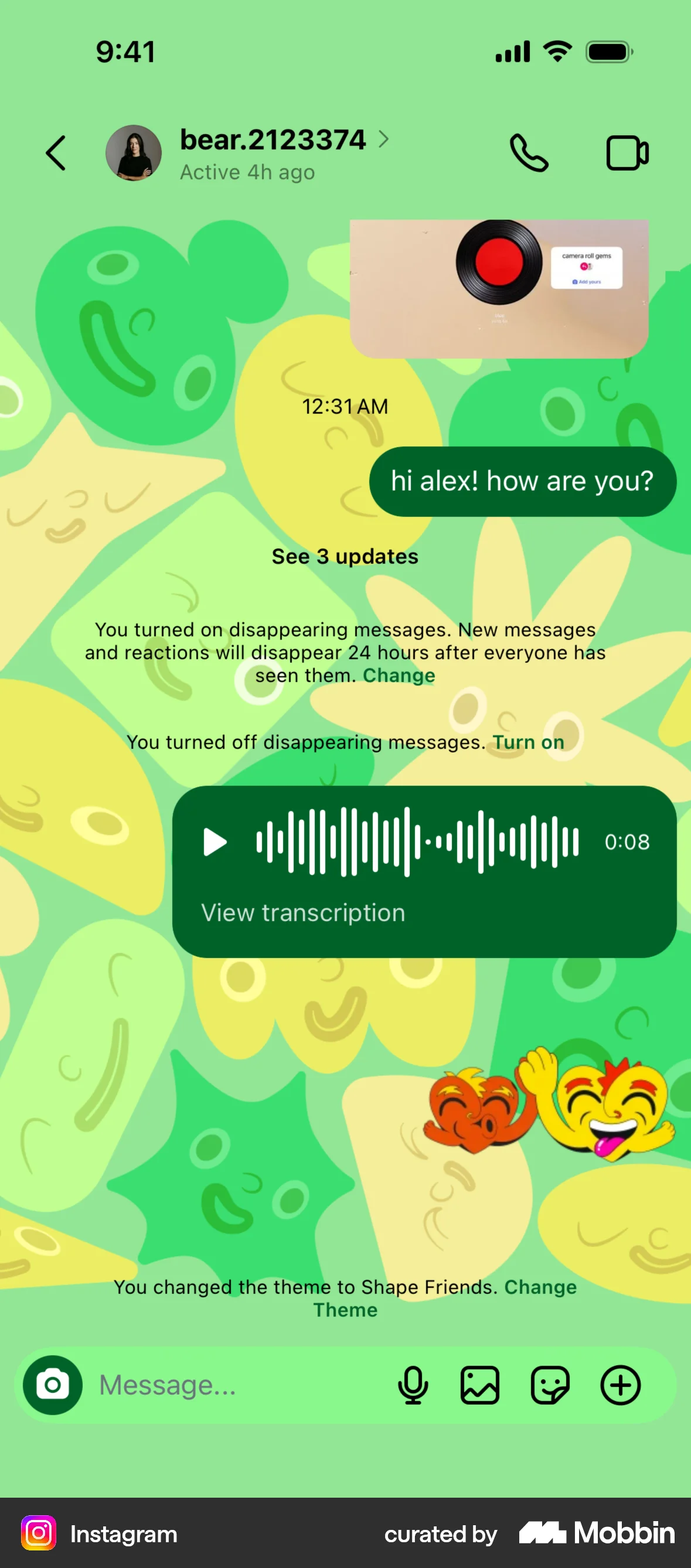 Instagram iOS Chat Detail screen