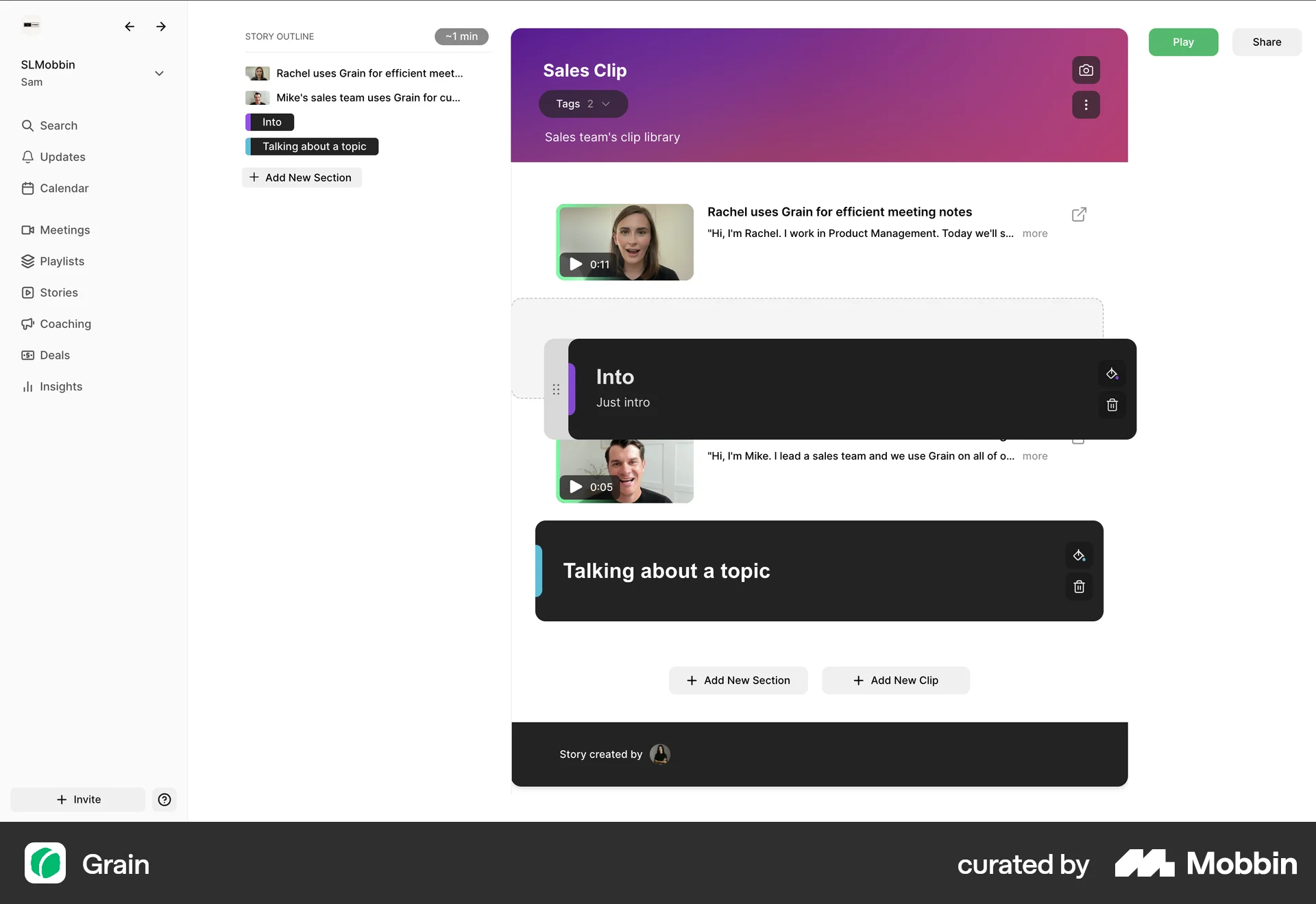 Grain Web Reorder screen