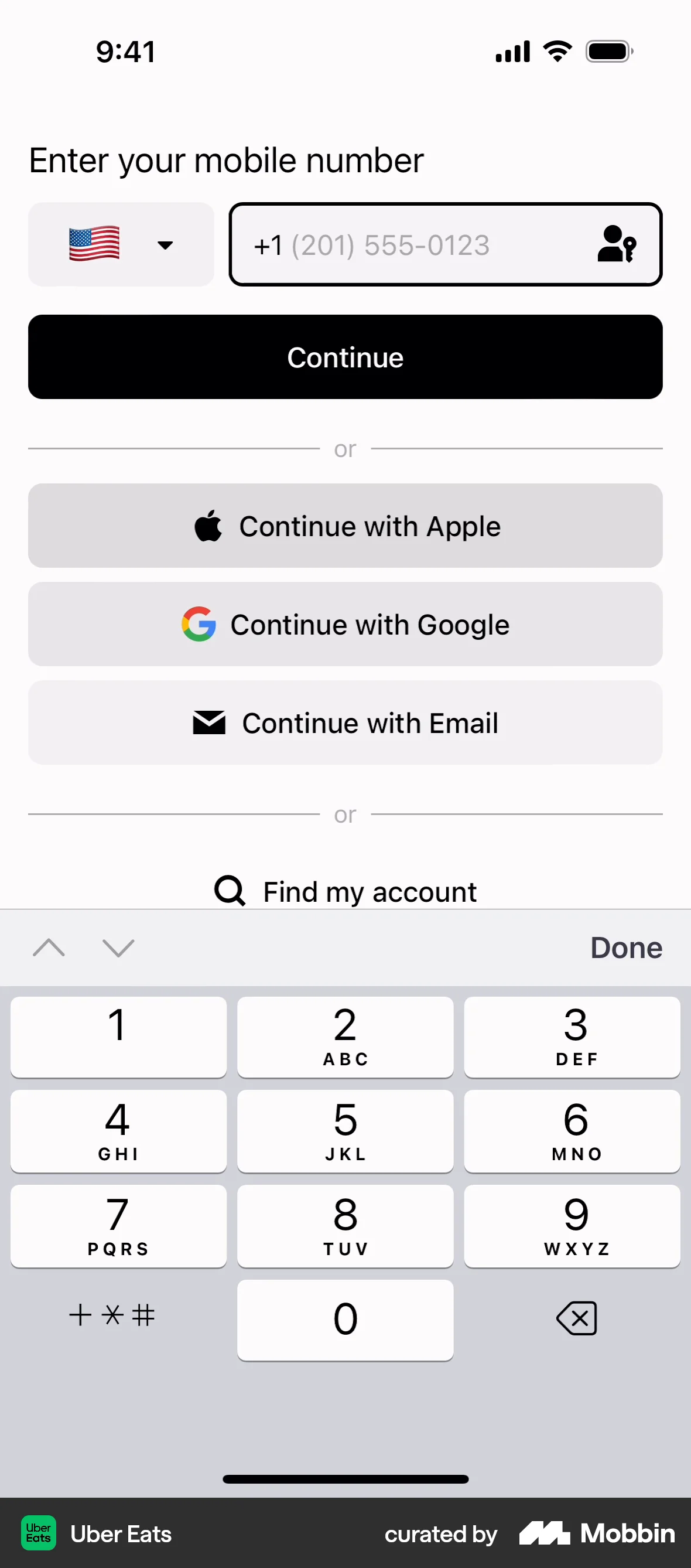 Uber Eats Onboarding screen