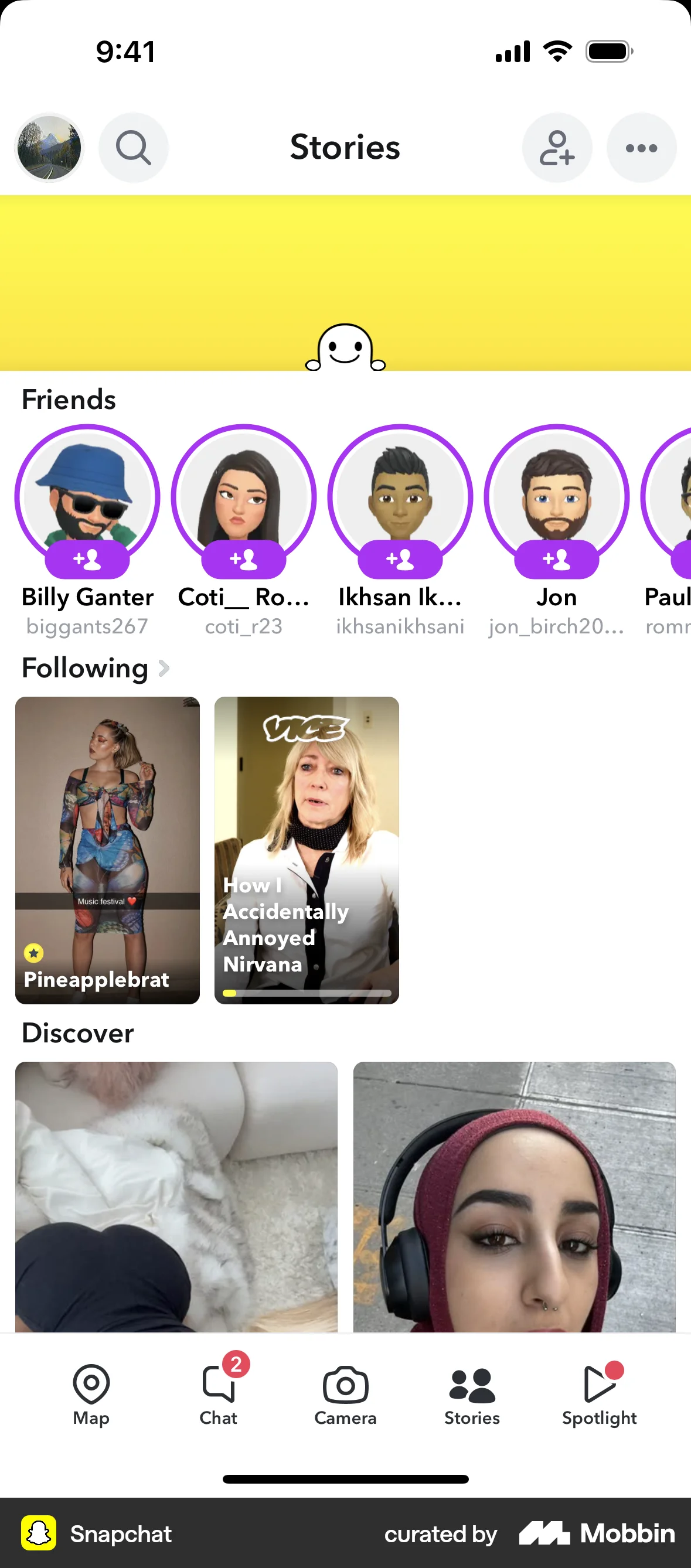 Snapchat iOS Pull to Refresh screen