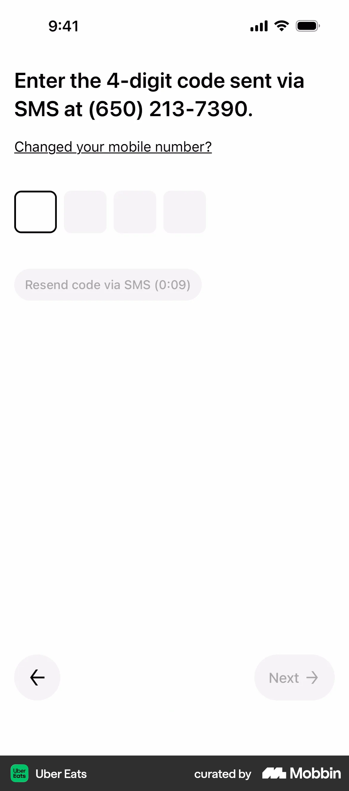 Uber Eats Onboarding screen