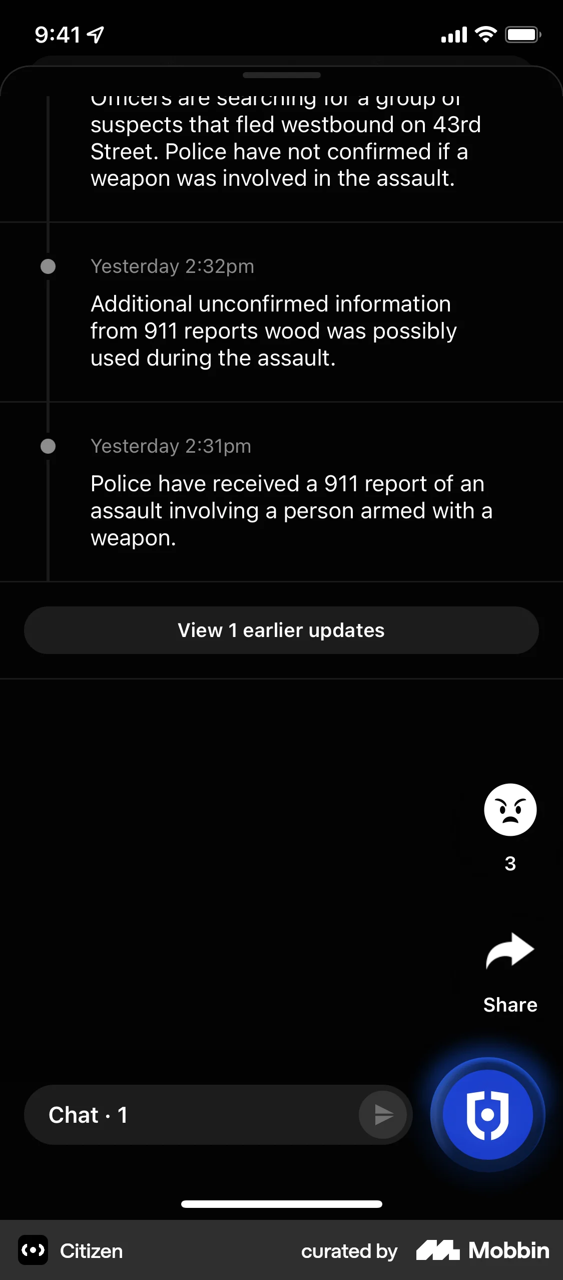 Citizen iOS Post Detail screen