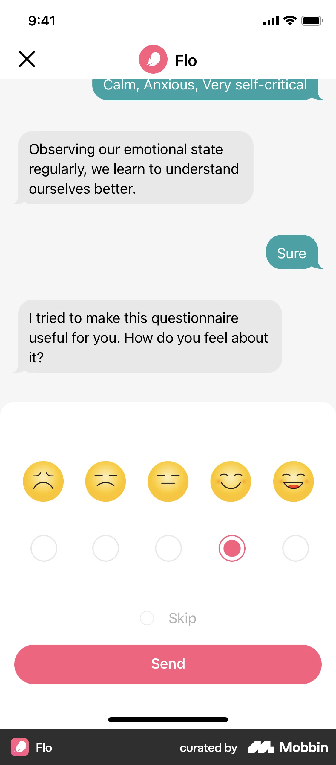 Flo iOS Feedback screen