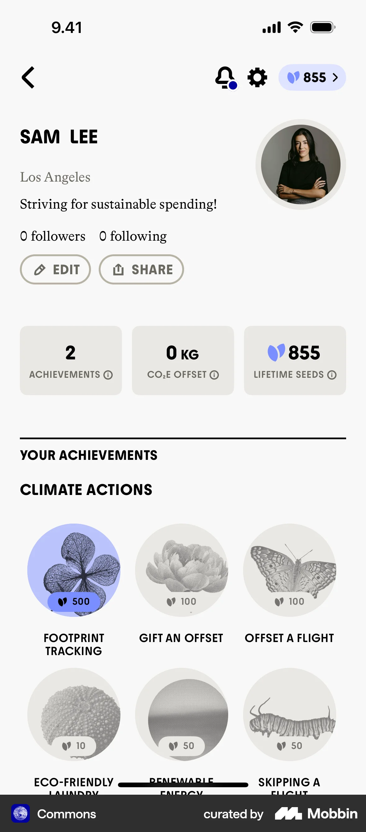 Commons iOS My Account & Profile screen