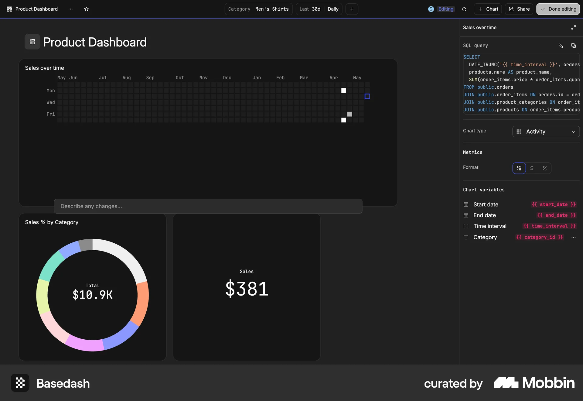 Basedash Web Charts screen