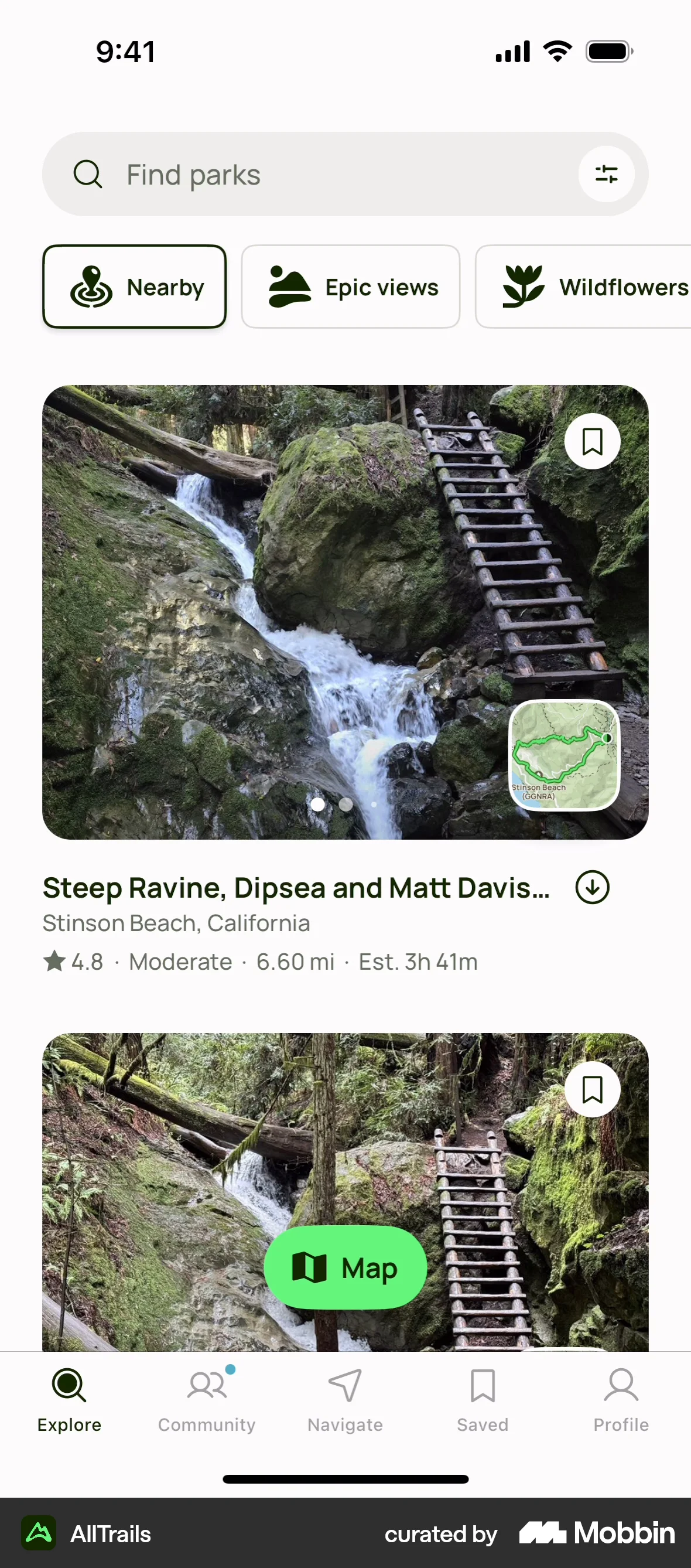 AllTrails iOS Home screen