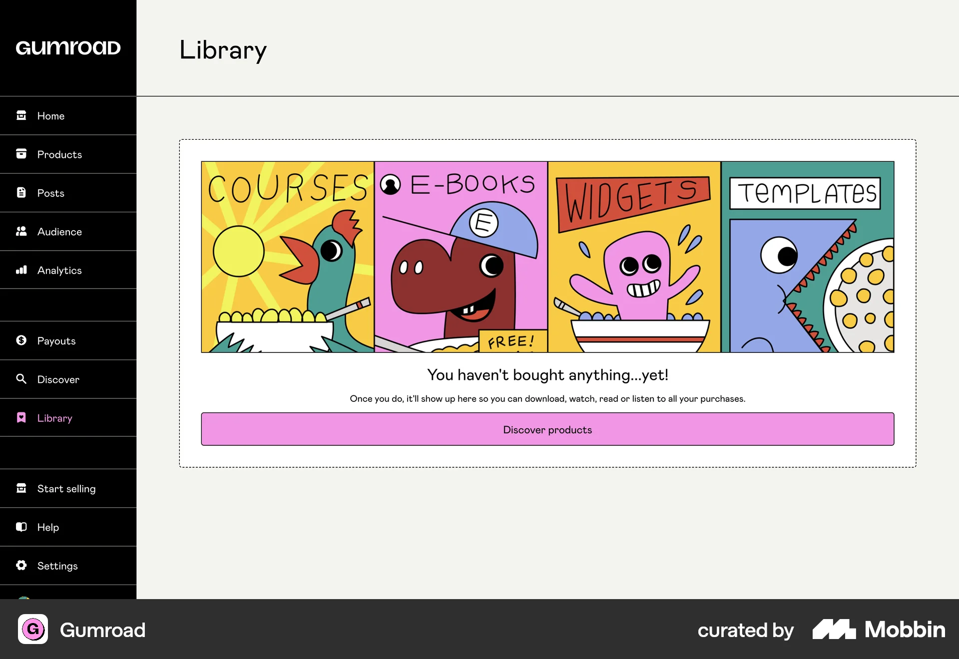 Gumroad Web Bookmarks & Collections screen