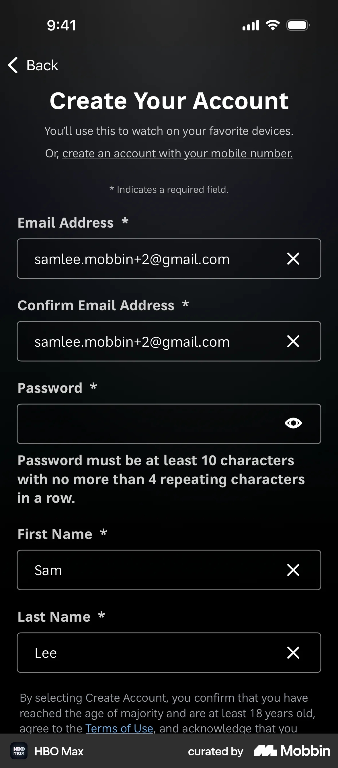 HBO Max Onboarding screen