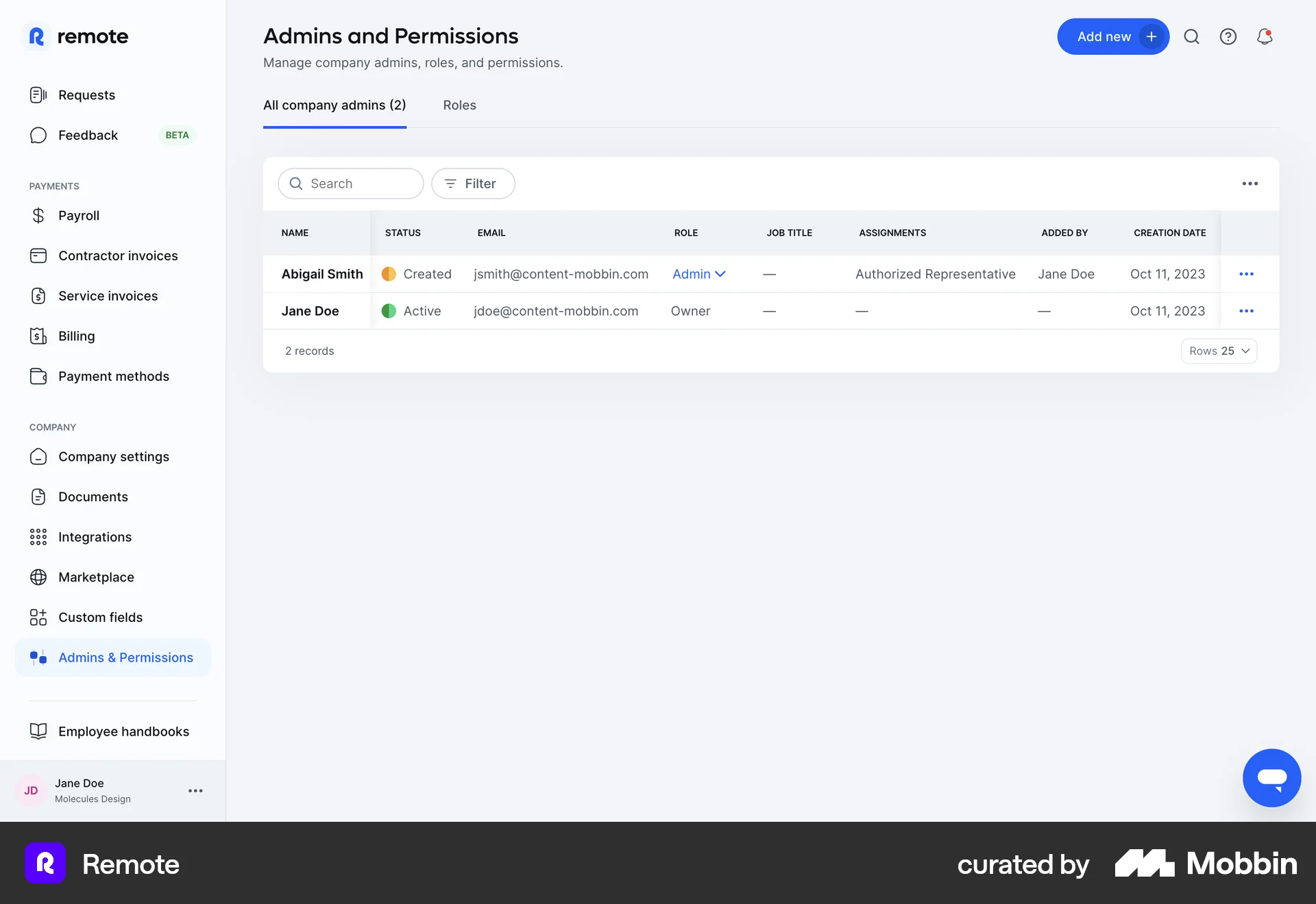 Remote Web Admin UI screen