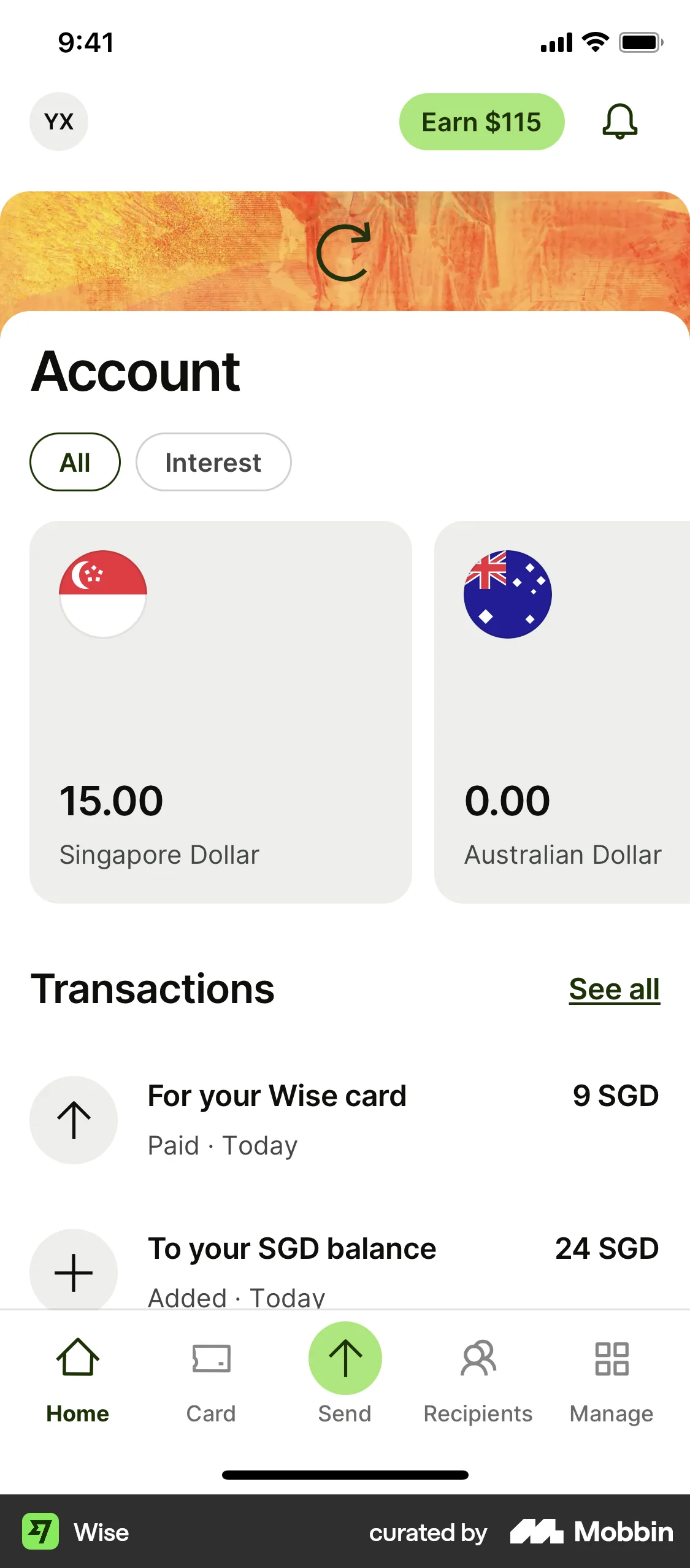 Wise iOS Pull to Refresh screen
