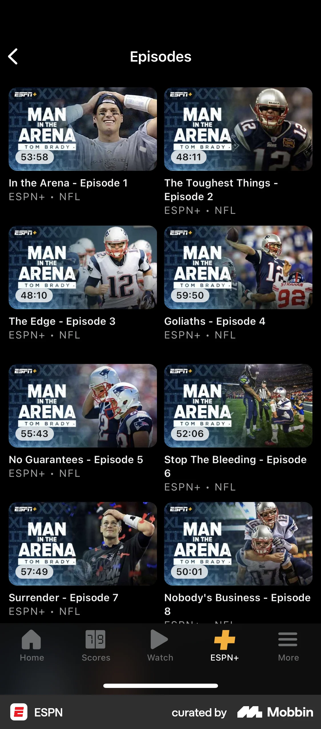 ESPN iOS TV Show & Movie Detail screen