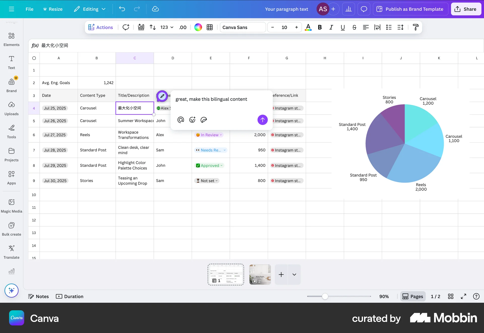 Canva Web screen containing Text Field UI element